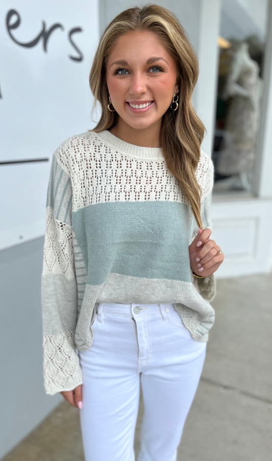 Colorblock Contrast Knit Sweater