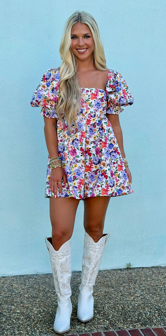 Puff Sleeve Denim Romper