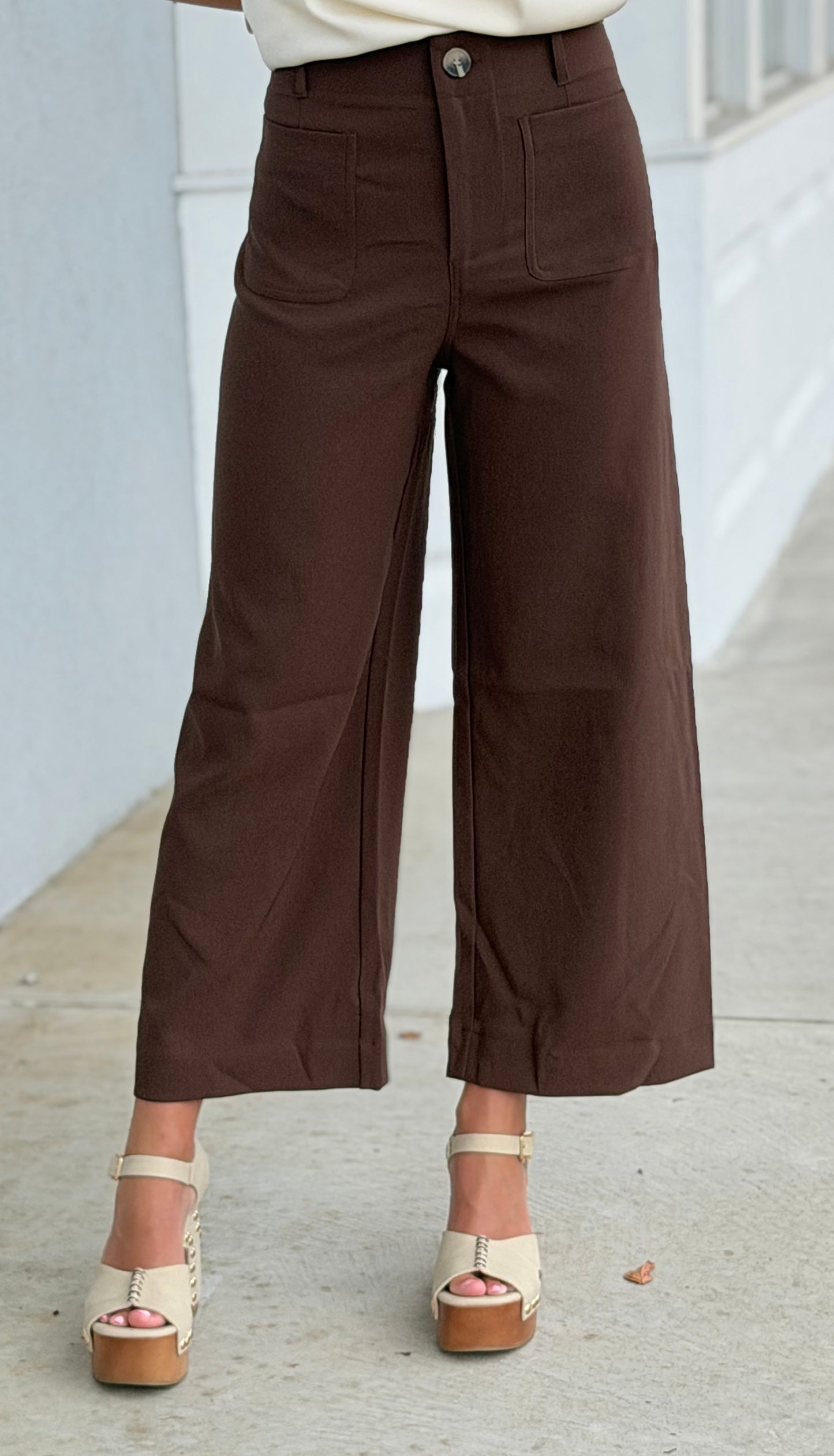 Brown Cropped Wide Leg Pants
