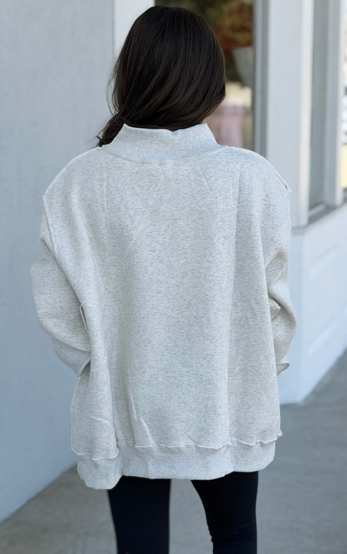 Ash Grey Mallard Embroidered Mock Neck Sweatshirt