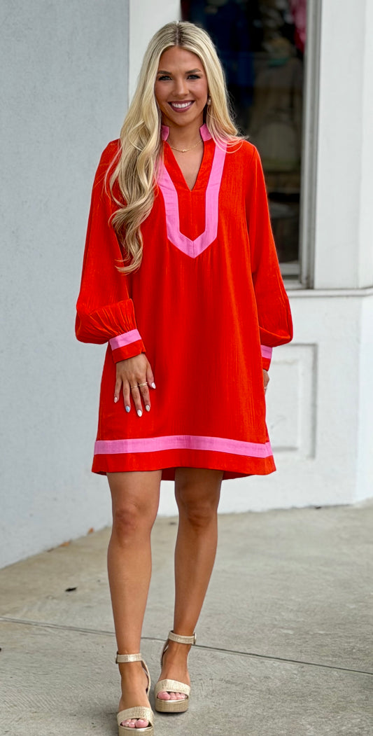 Pink/Orange Colorblock Dress