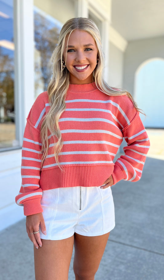 Salmon Striped Sweater