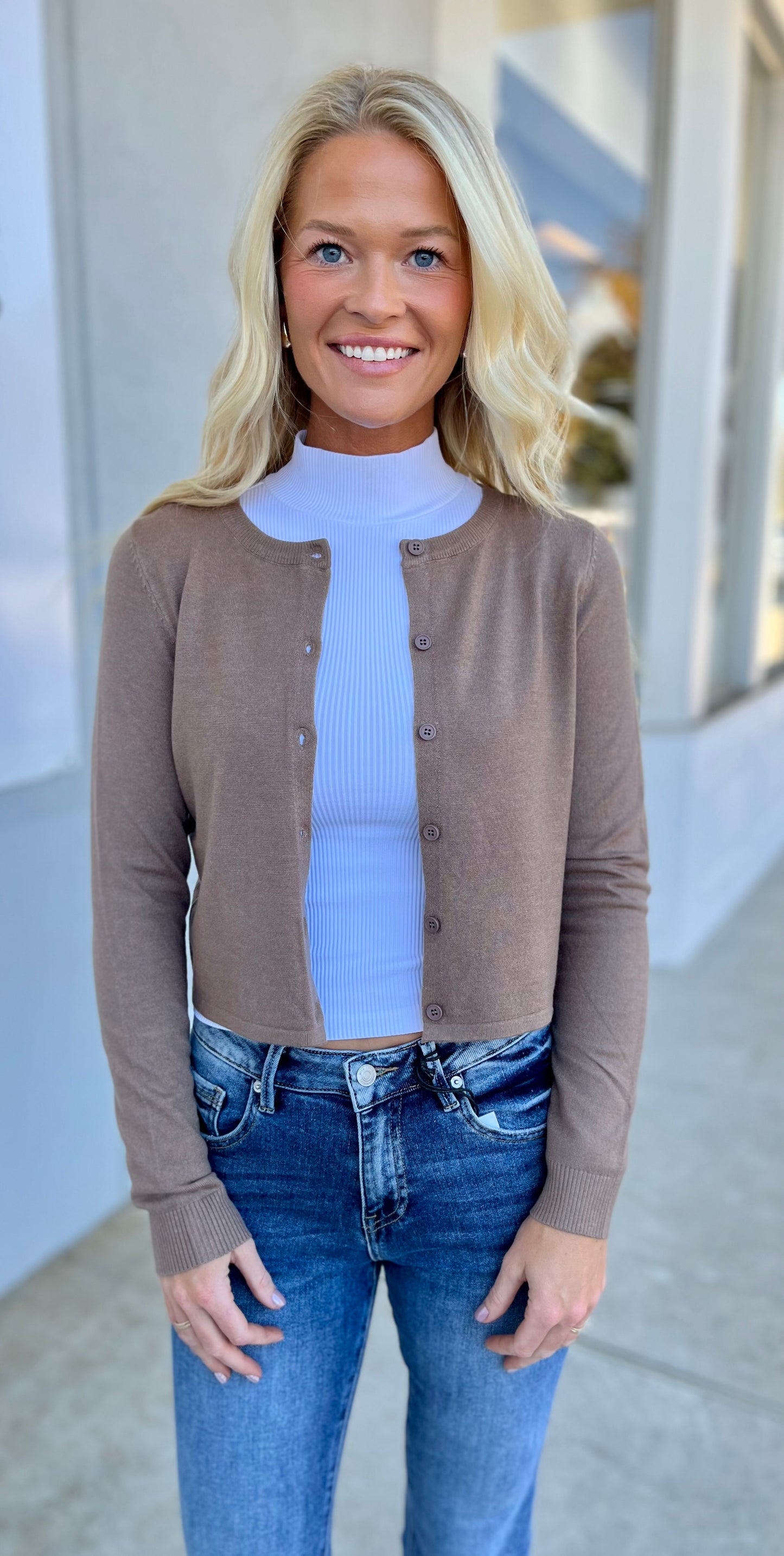 Button Up Cardigan , Dark Mocha