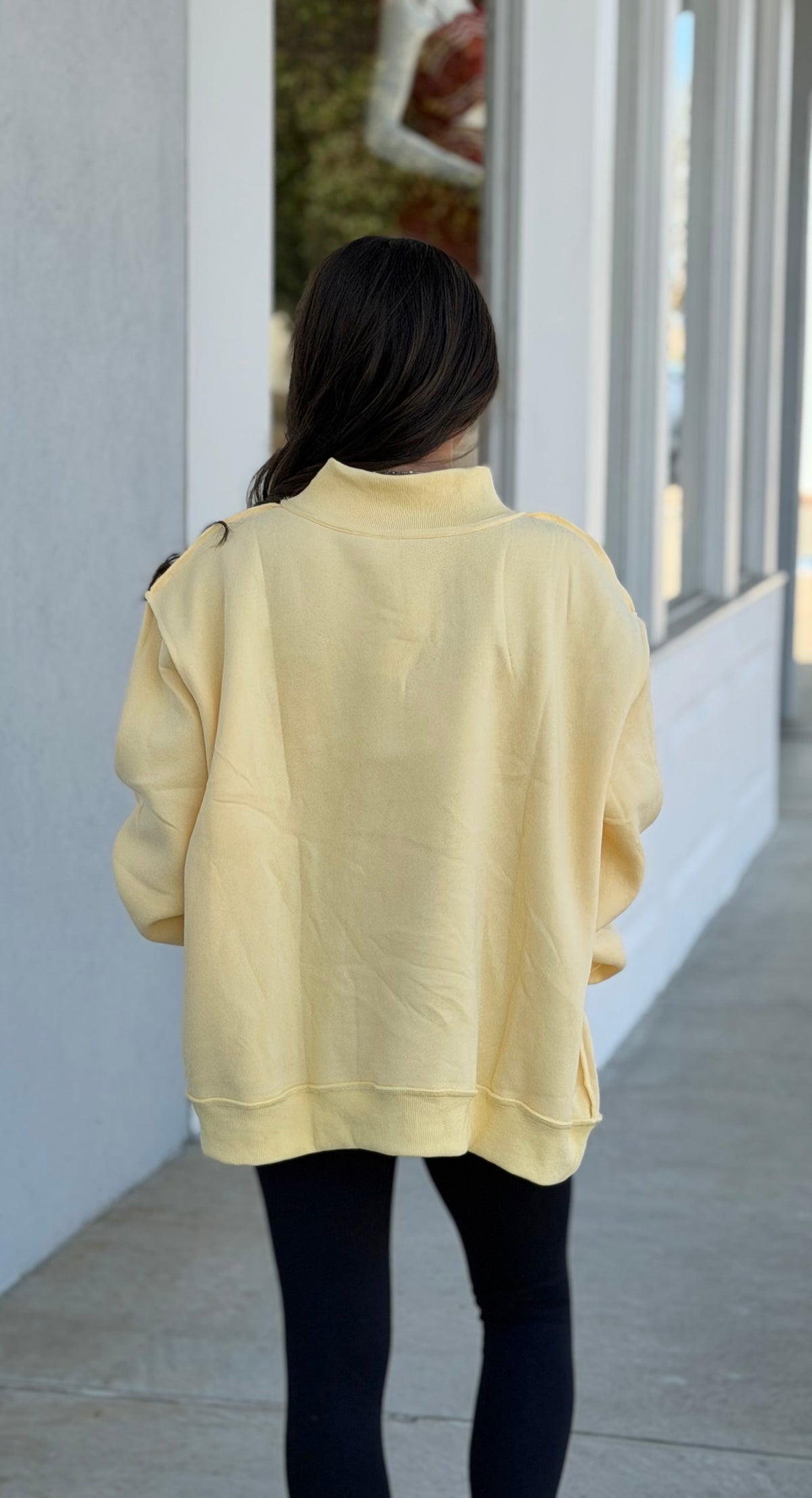 Yellow Jesus Saves Print Mock Neck Sweatshirt