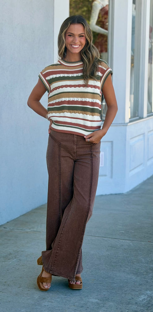 Brown High Waisted Flare Jeans