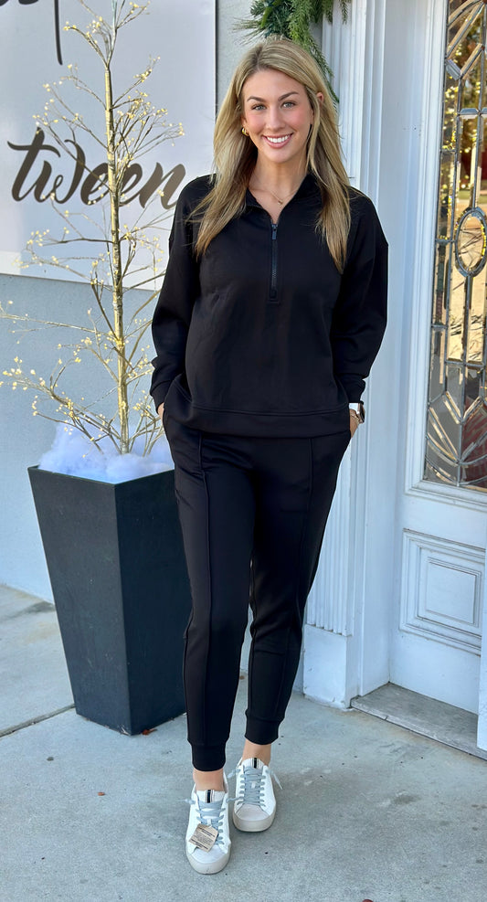 Scuba Half Zip Pullover and Jogger SET, Black