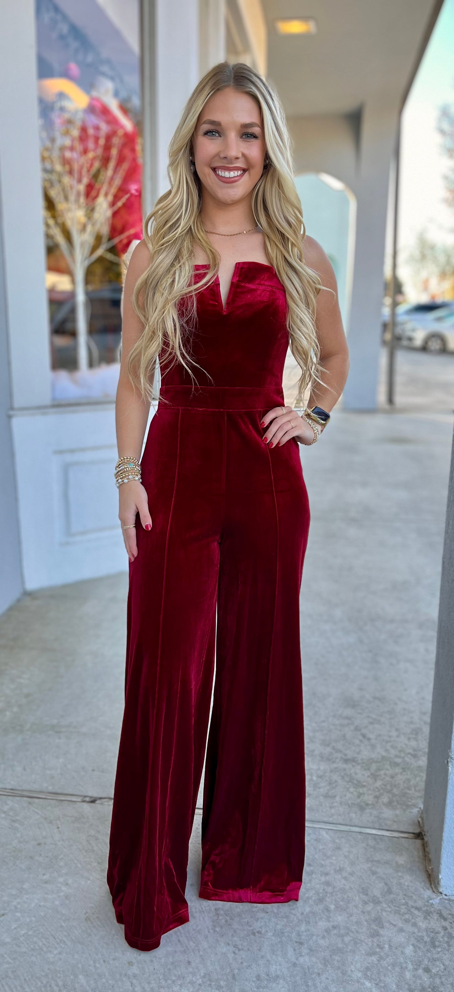 Wine Velvet Jumpsuit