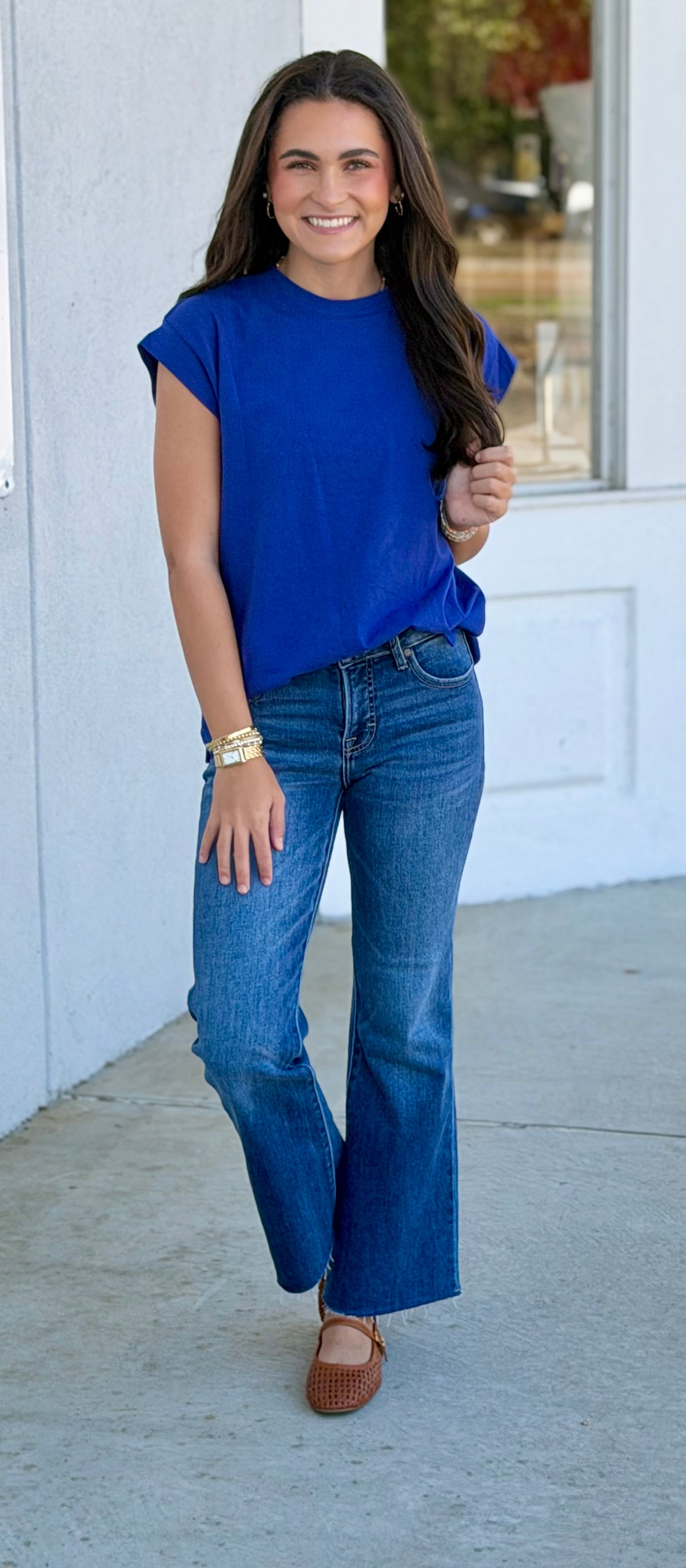 Short Sleeve Solid Top, Royal