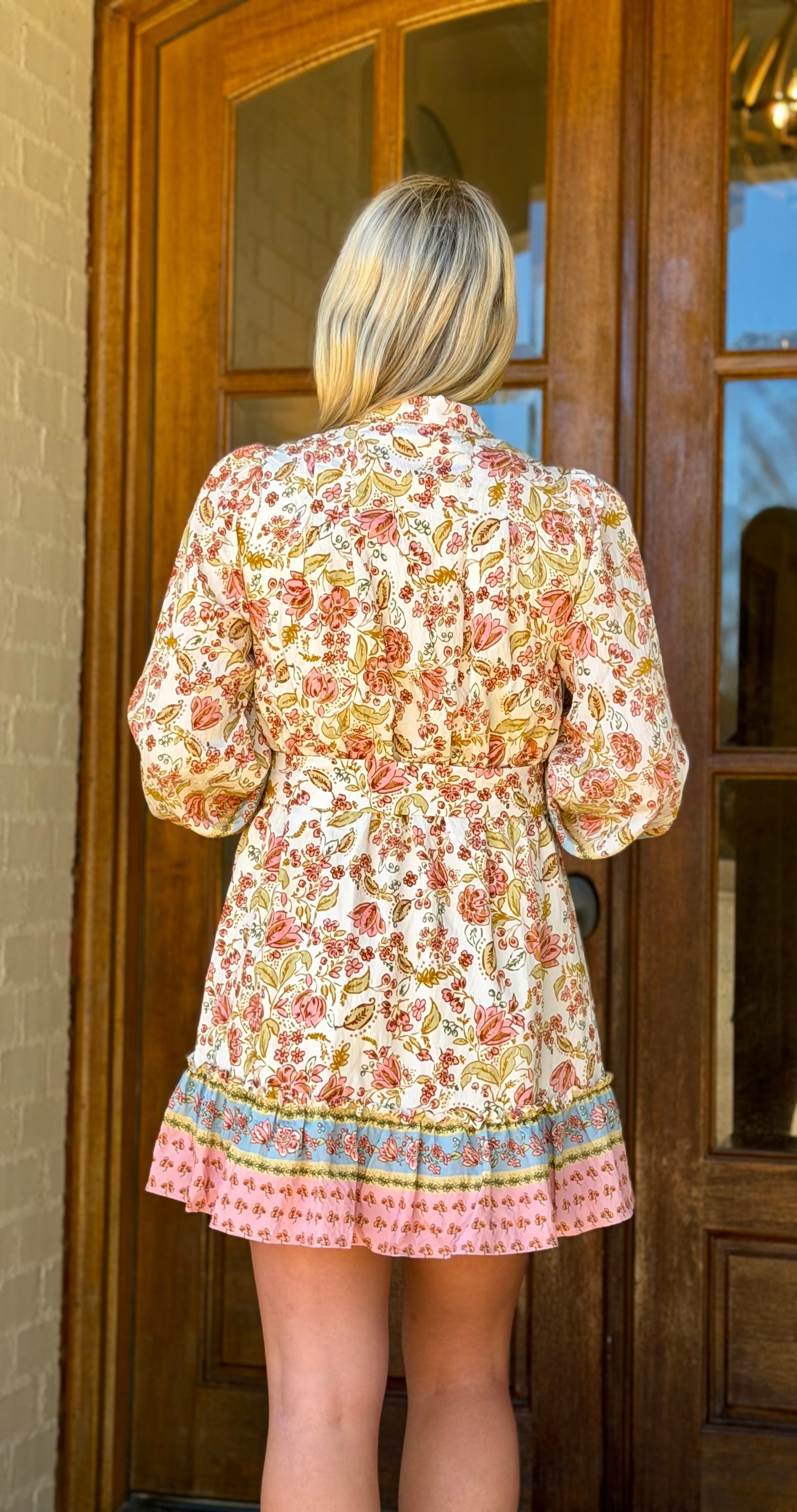 Border Print Self Tie Dress