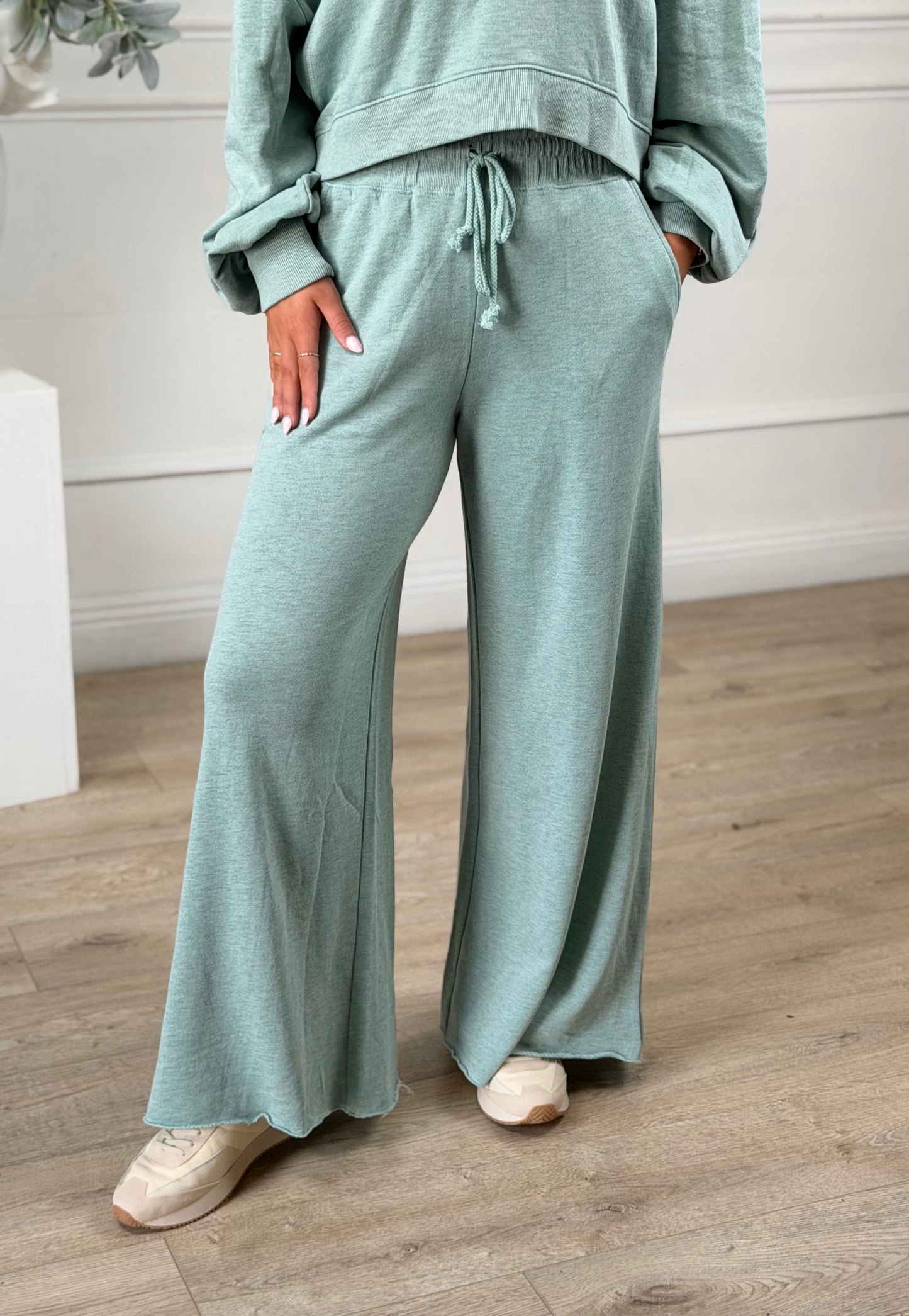 Ribbed Oversized Sweatpants, H Soft Teal