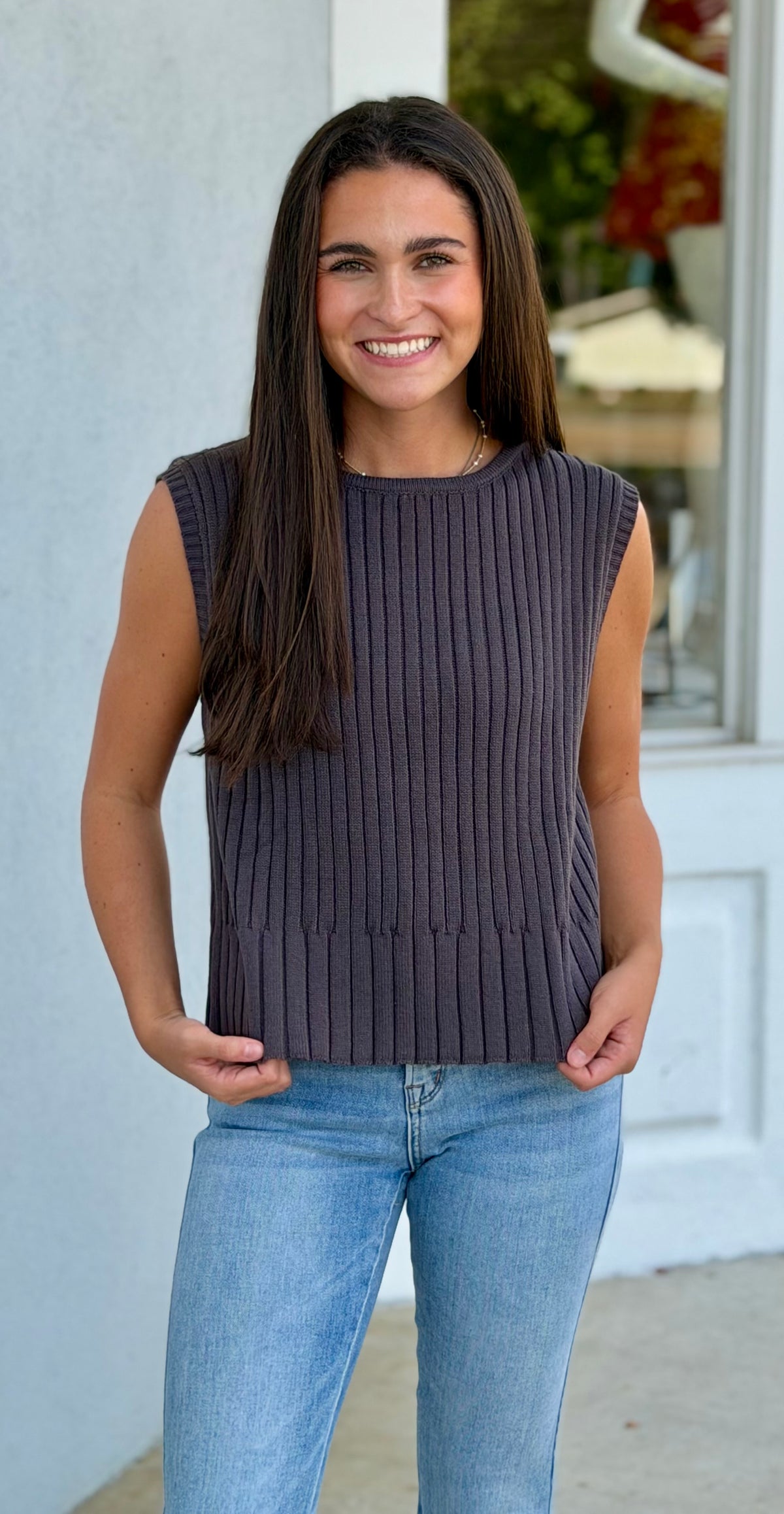 Shadow Ribbed Sweater Vest