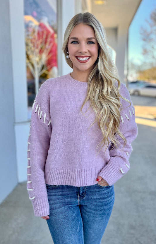 Mauve Stitch Detail Sweater