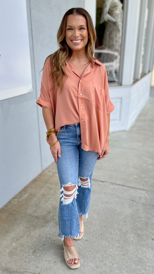 Apricot Button Down Top