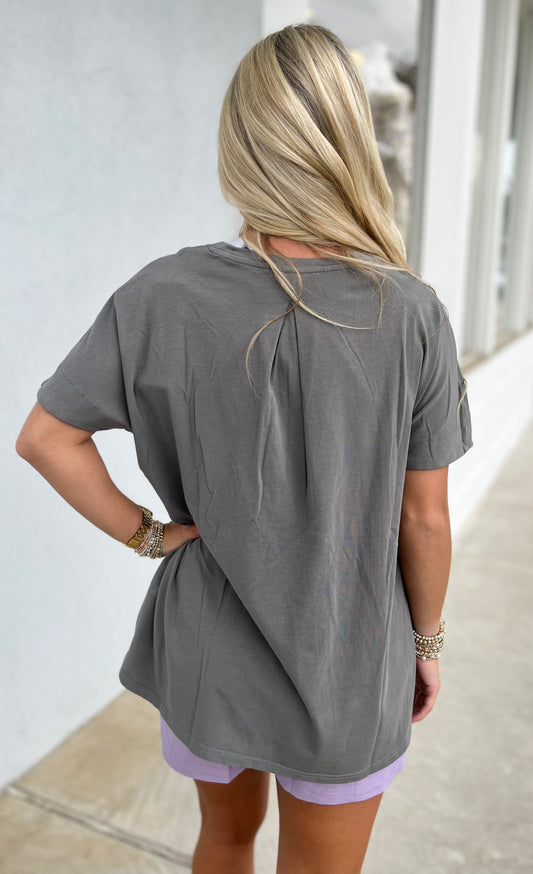 Shoreline Pima Cotton Slouchy Tee, New Pewter