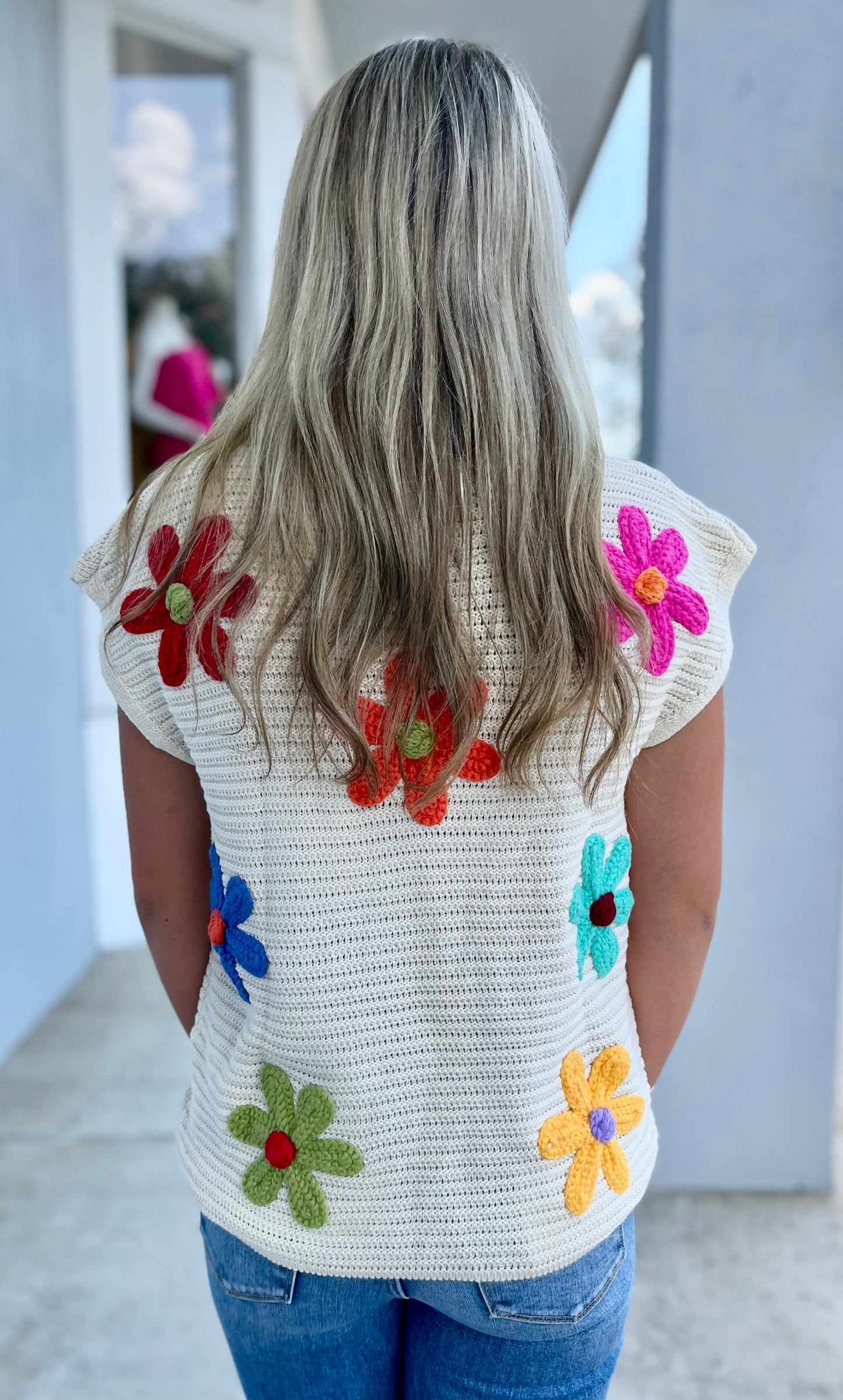 Crochet Flower Knit Top