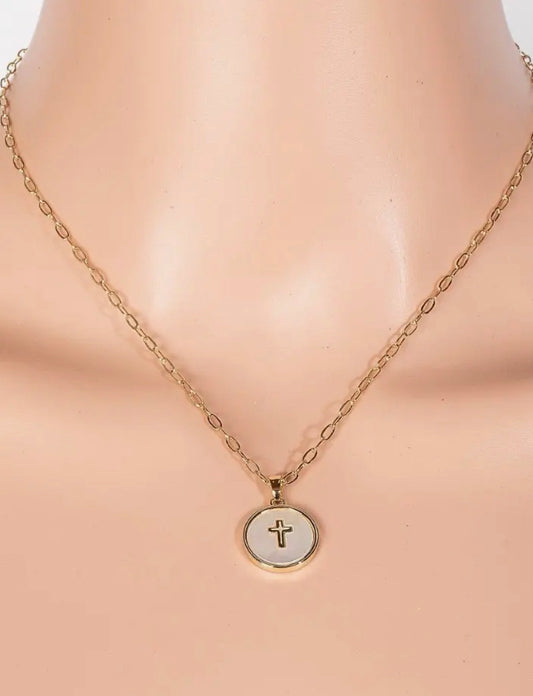 Cross Coin Pendant Necklace