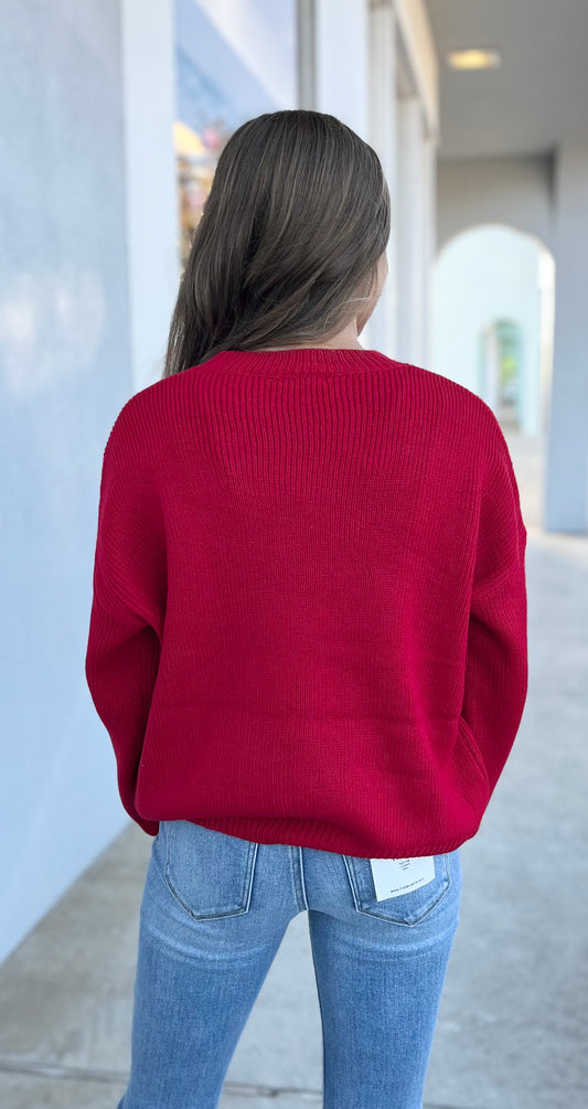 Merry Red Stitch Sweater