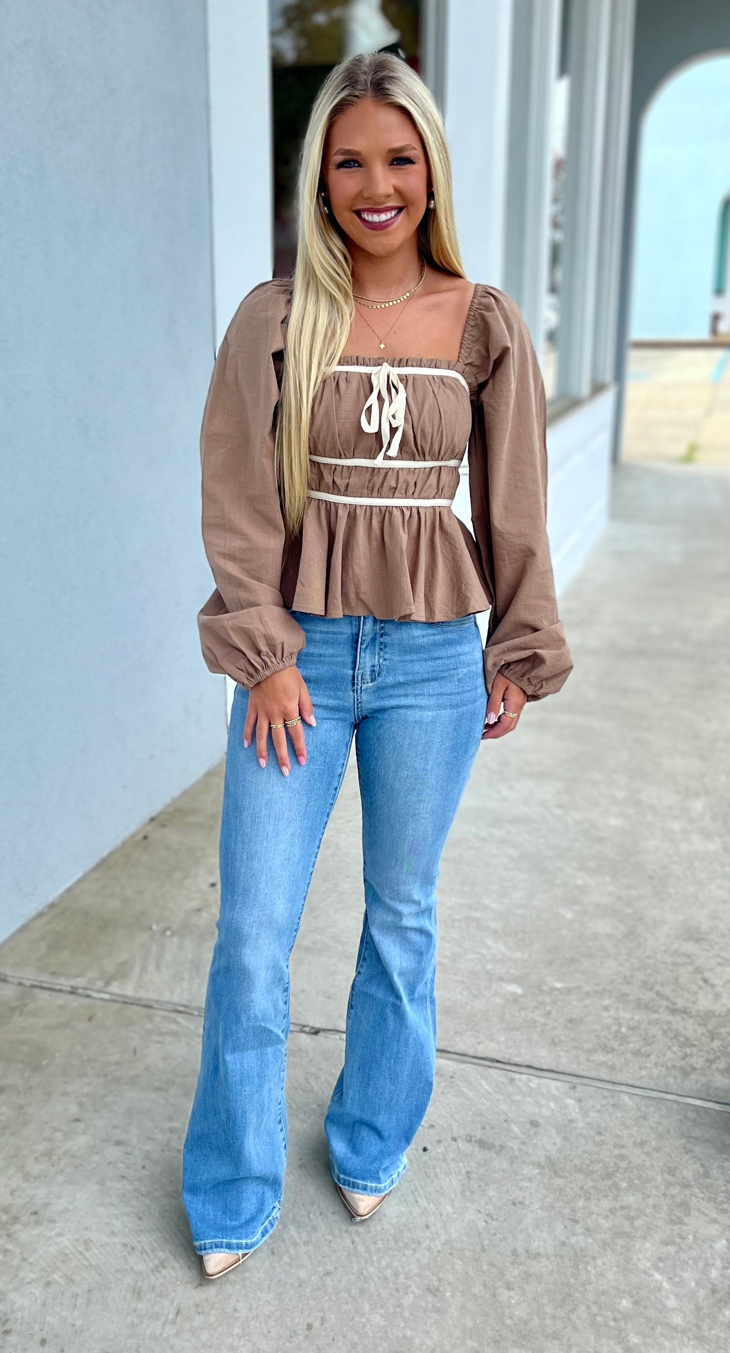 Cocoa Square Neck Babydoll Top