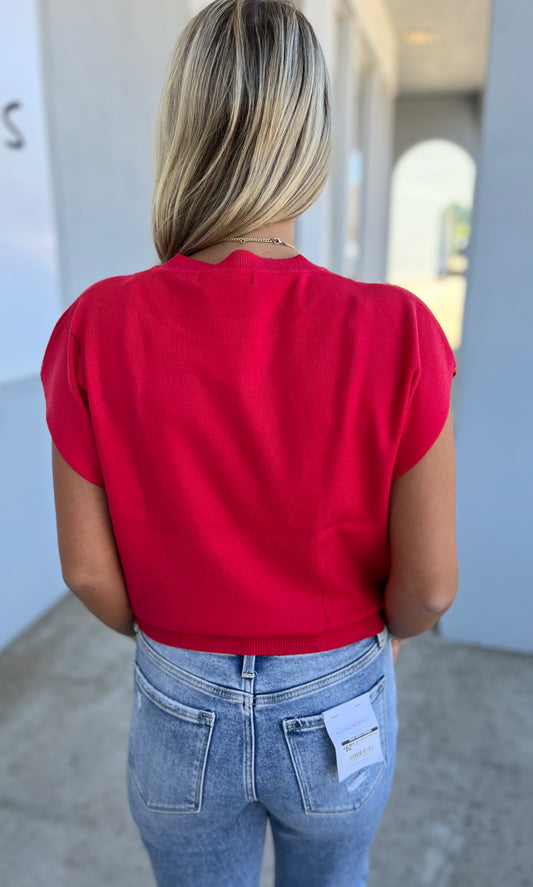 Round Neck Dolman Sleeve Sweater, Ruby