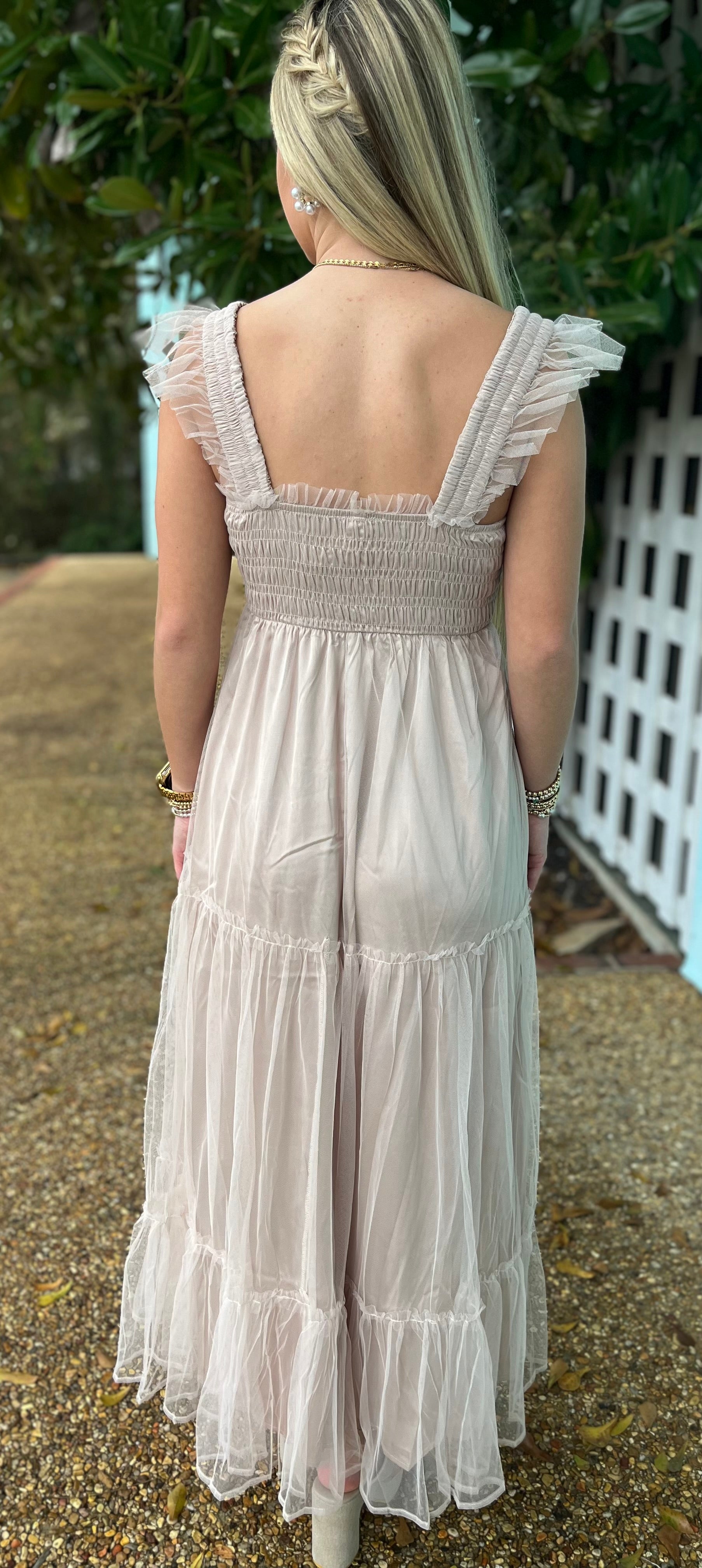 Champagne Tiered Midi Dress Three Sisters Boutique Champagne Tiered Midi Dress Three Sisters Boutique