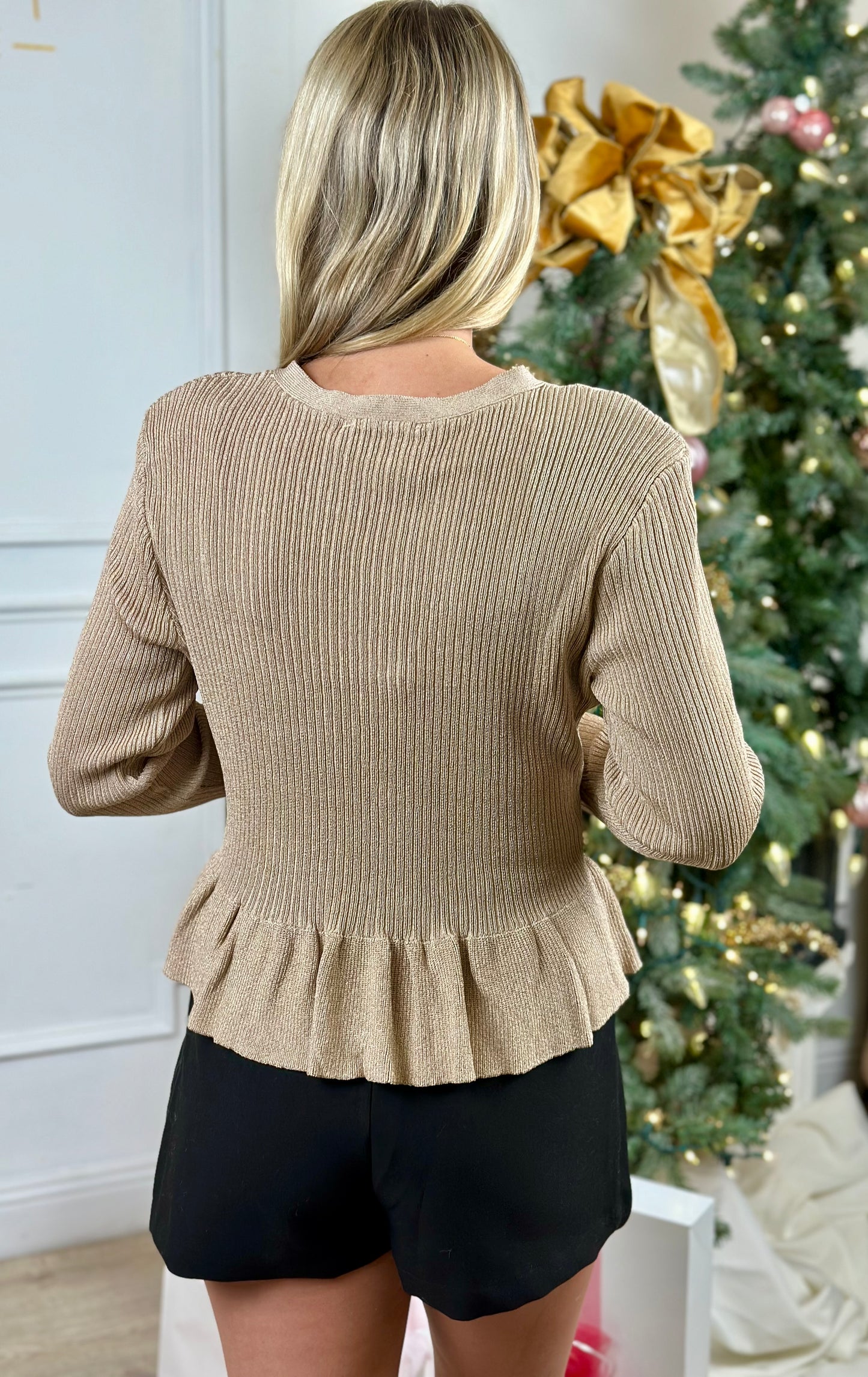 Mocha Lurex Knit Top