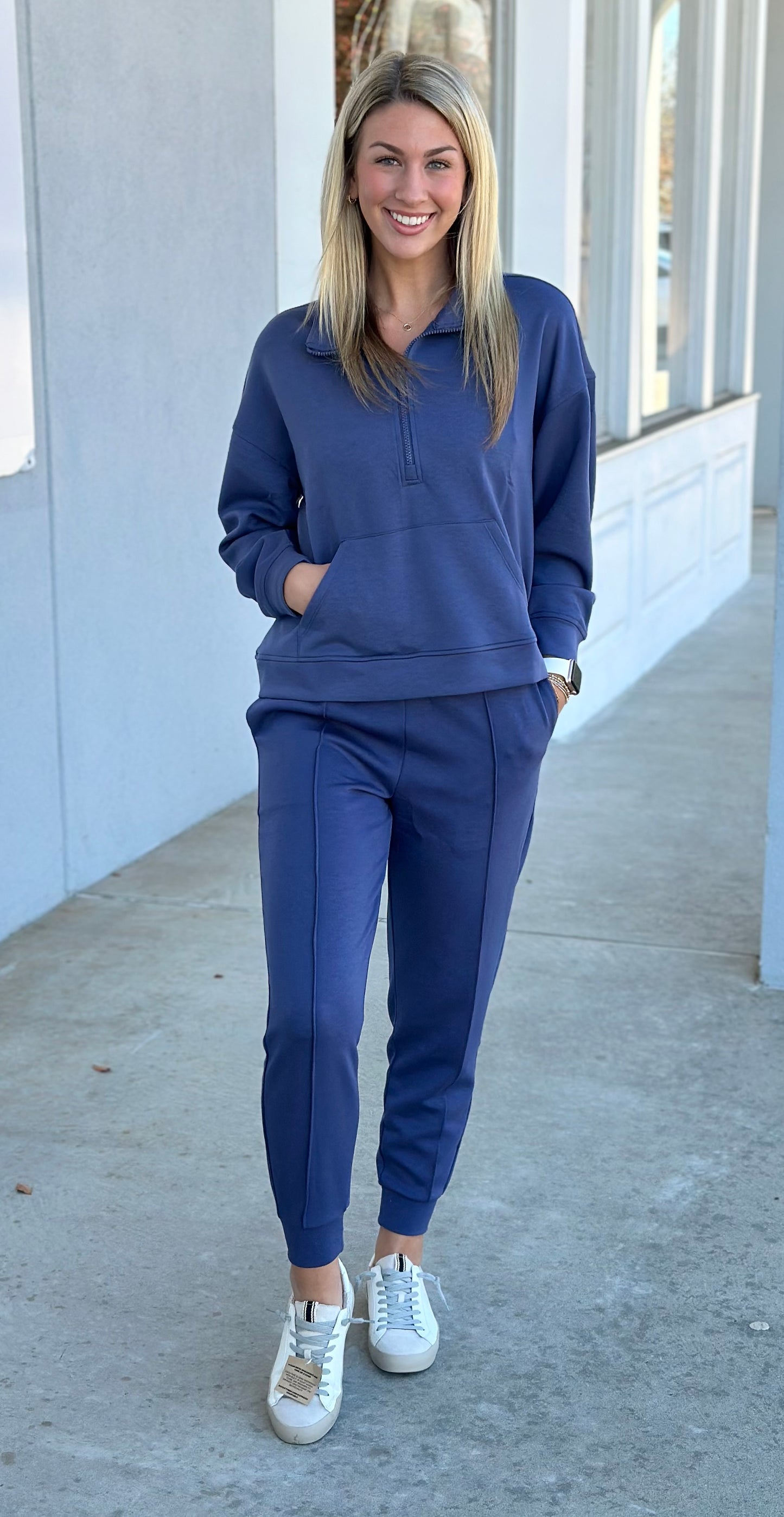 Scuba Half Zip Sweatshirt and Jogger Set , Blue Indigo