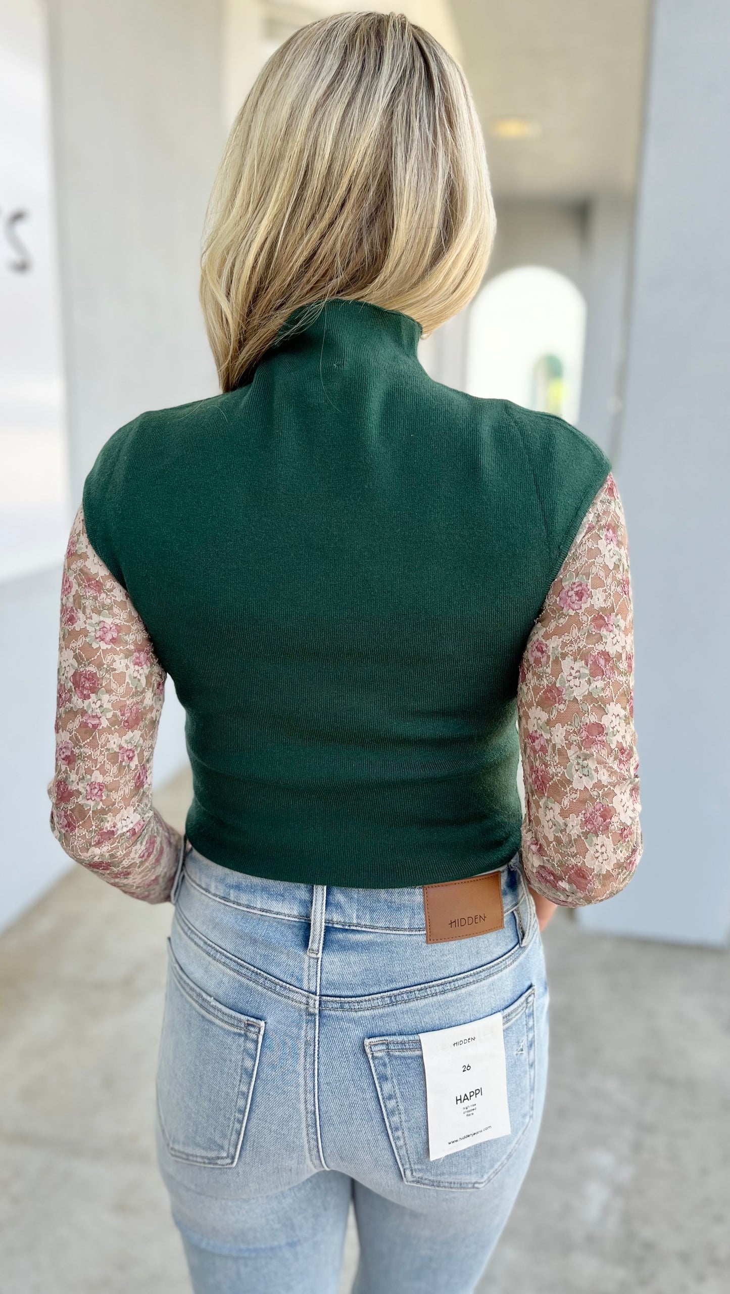 High Neck Sweater Top , Green