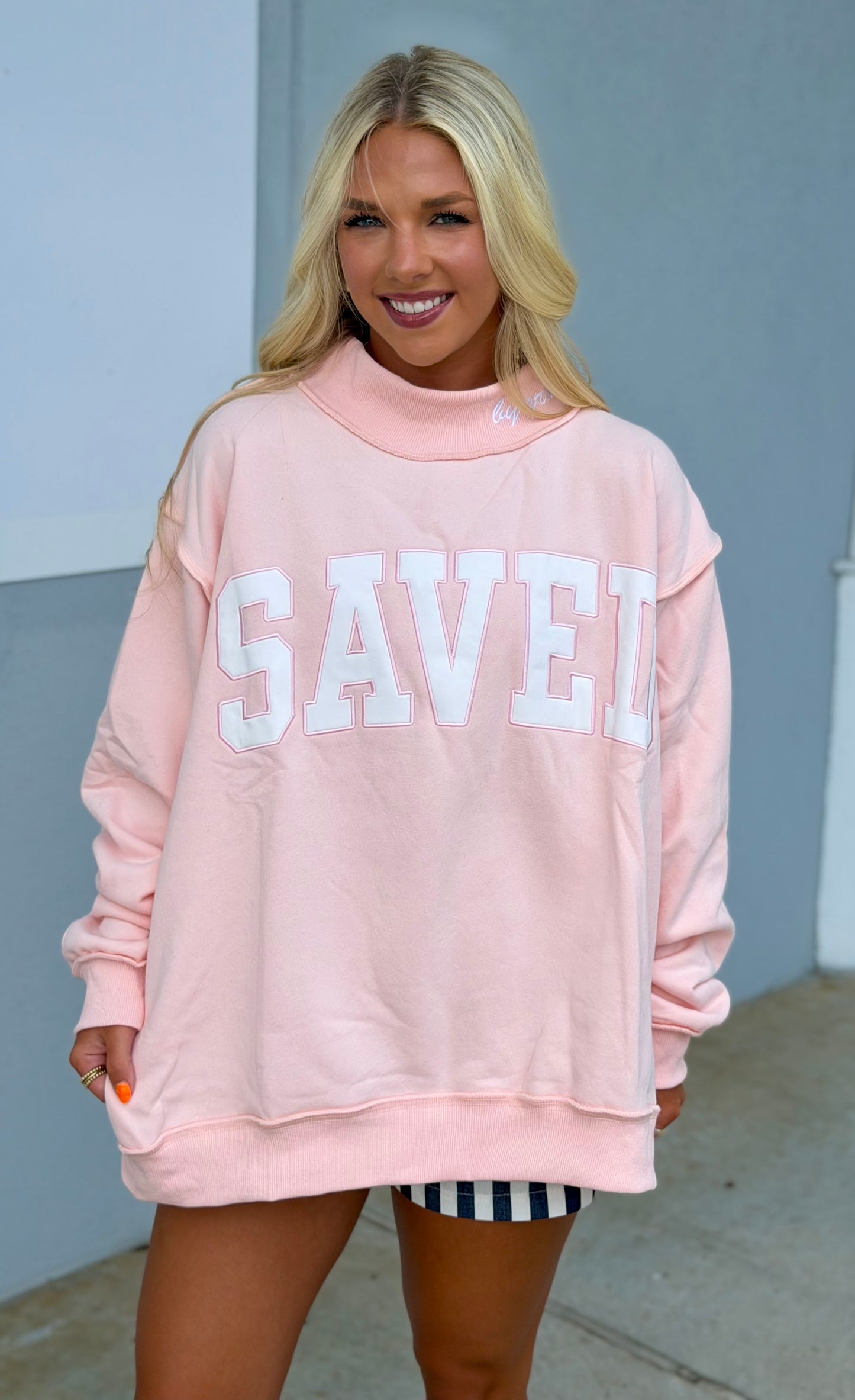 Saved By Grace Mock Neck Pullover