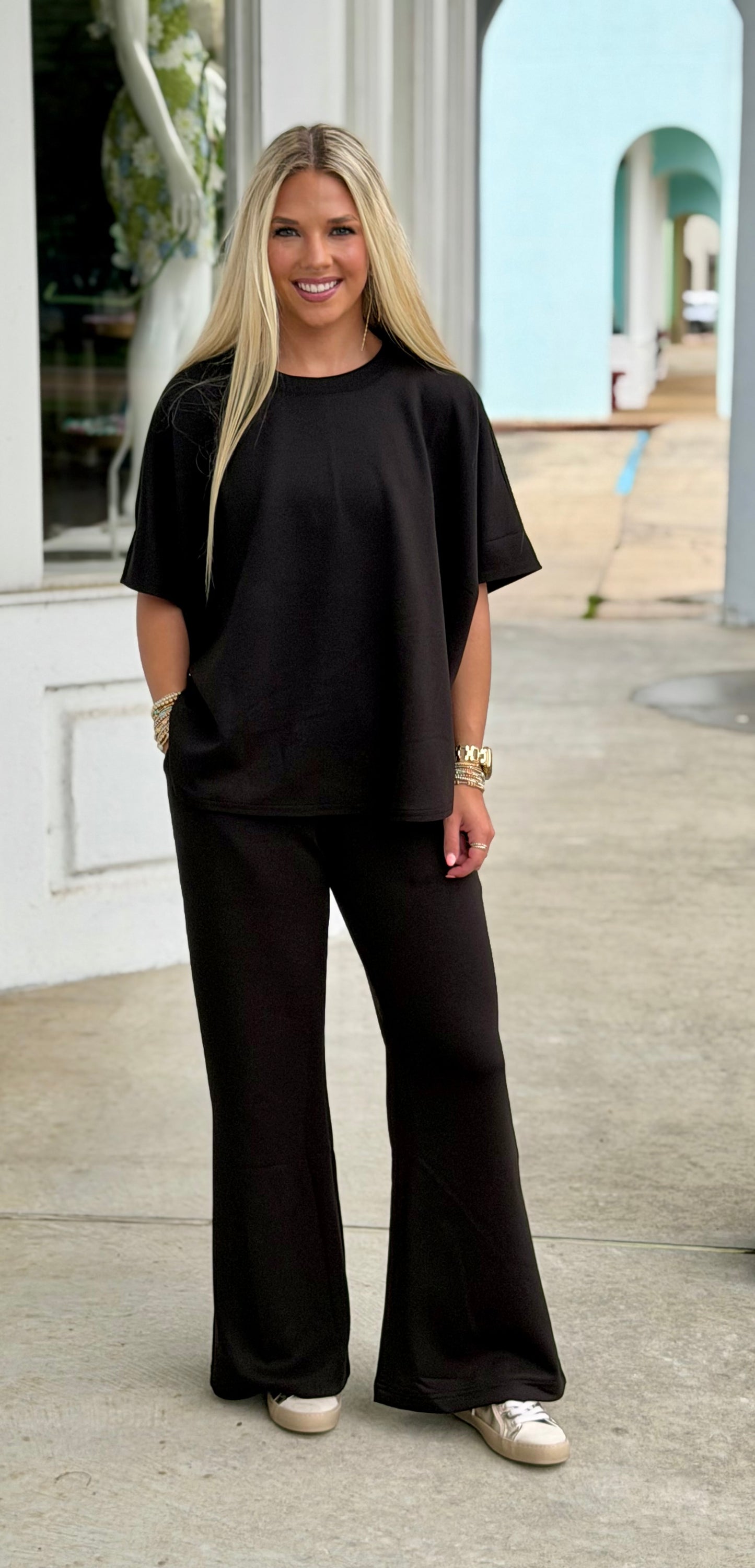 Plus Scuba Top & Pants SET, Black