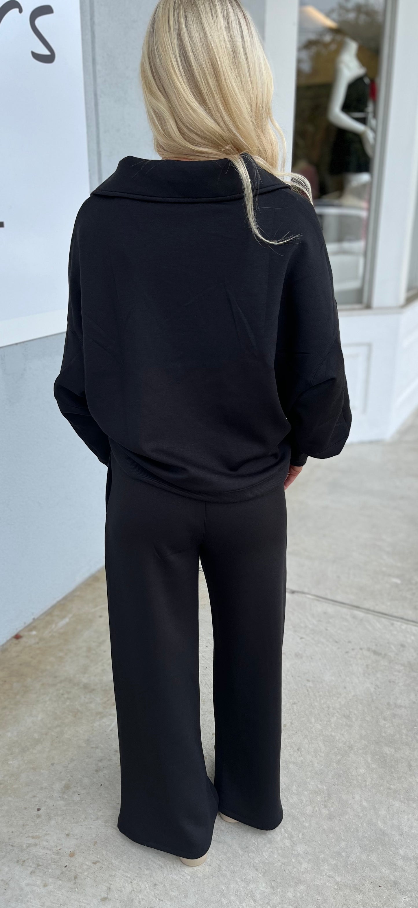 Scuba Collared Pullover & Pants SET, Black