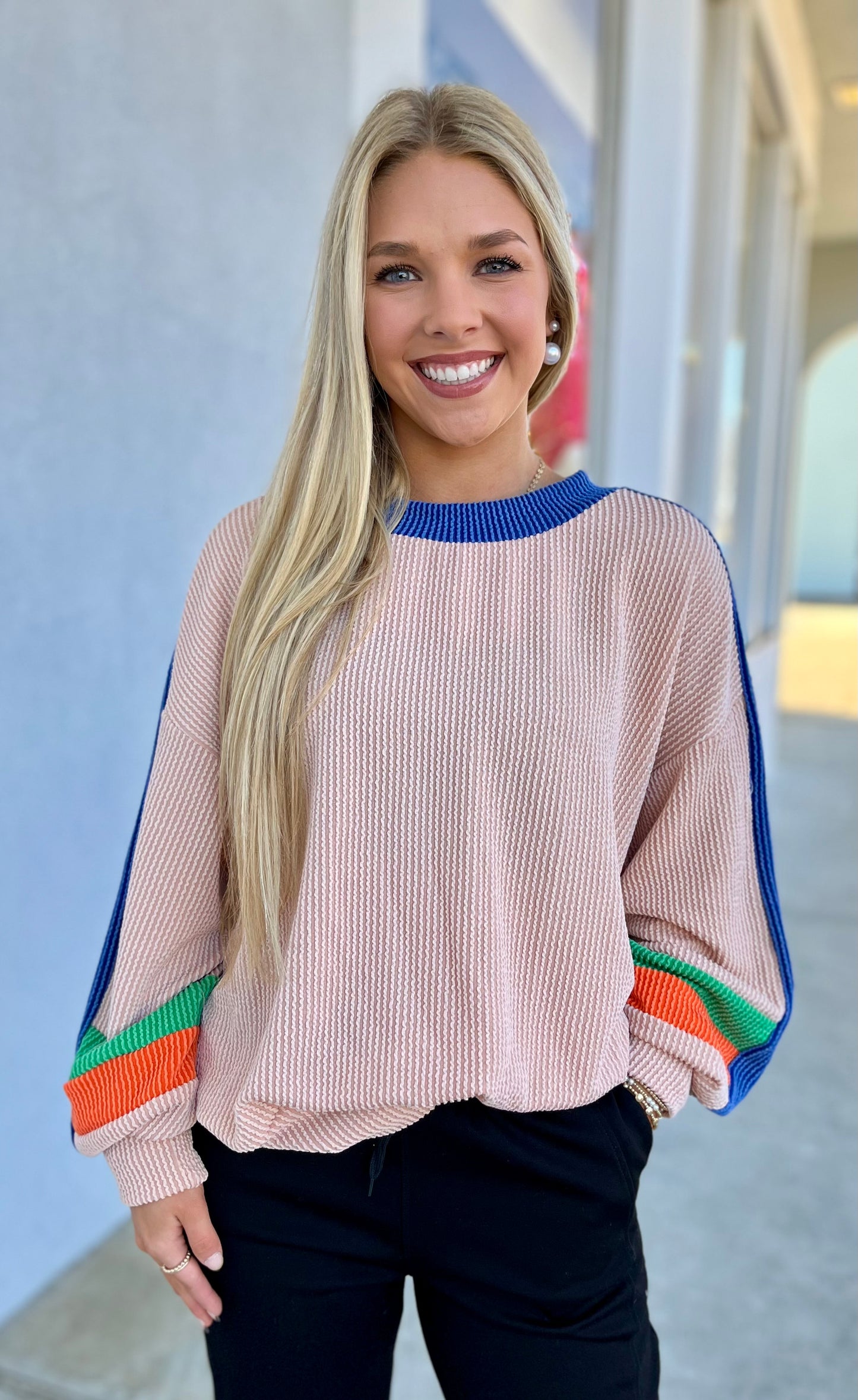 Nude Colorblock Pullover