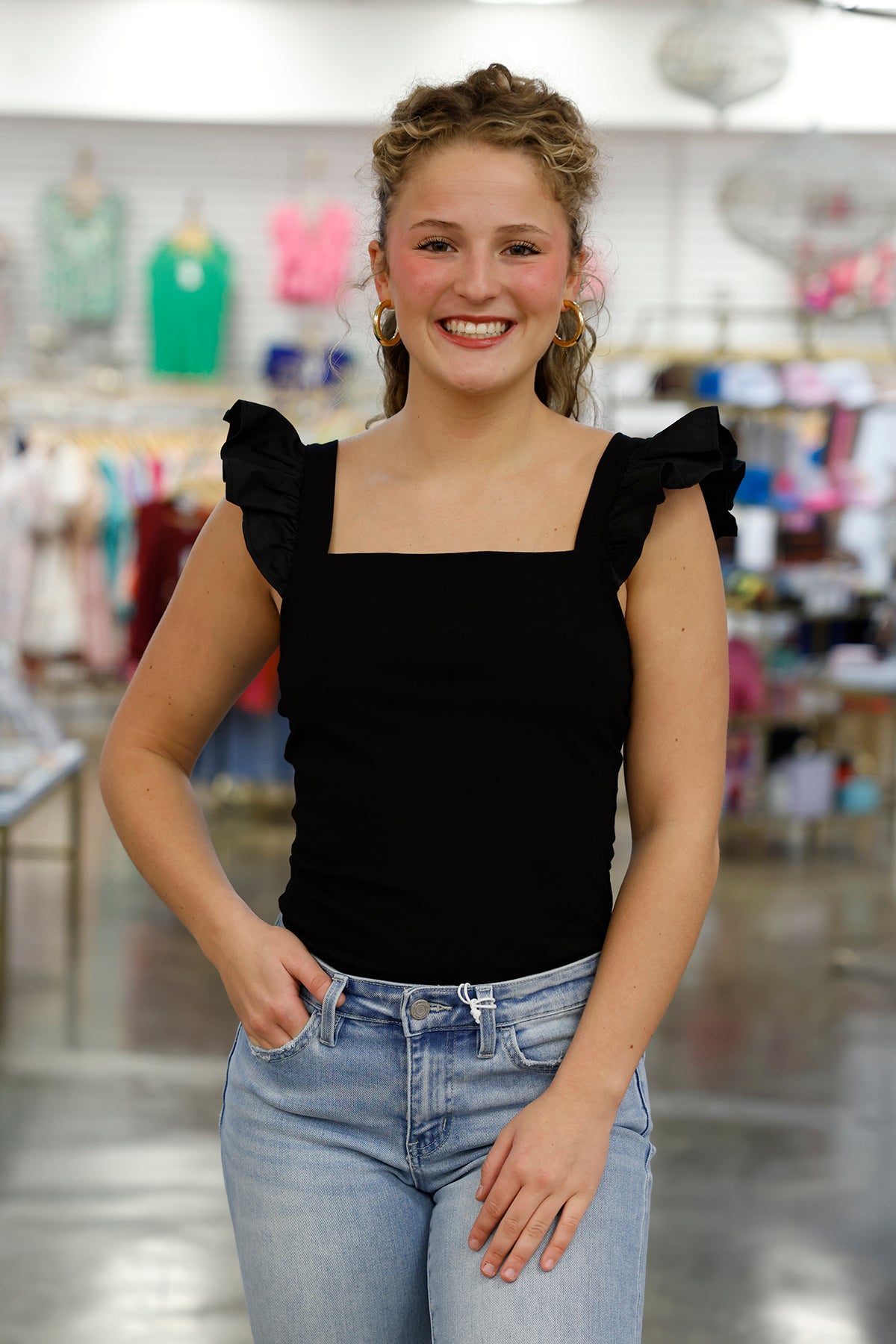 Black Ruffle Bodysuit