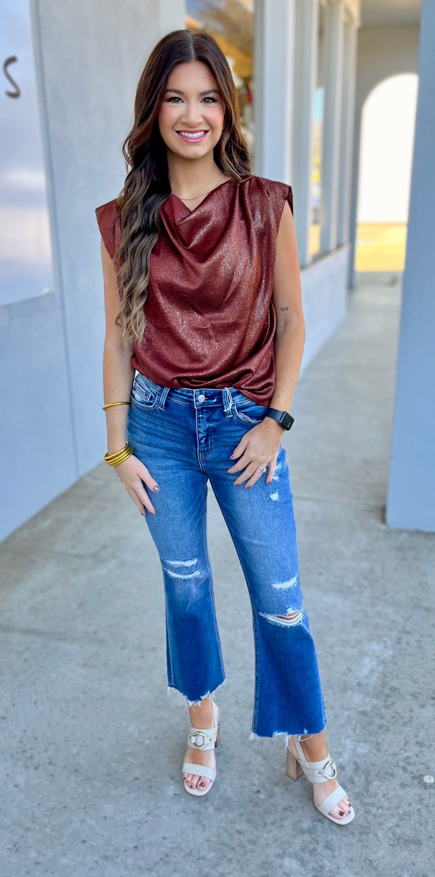 Sleveless Blouse , Brick