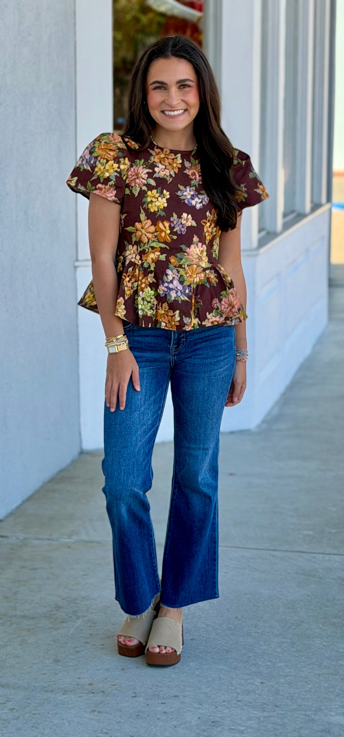 Stella Plum Floral Peplum Top