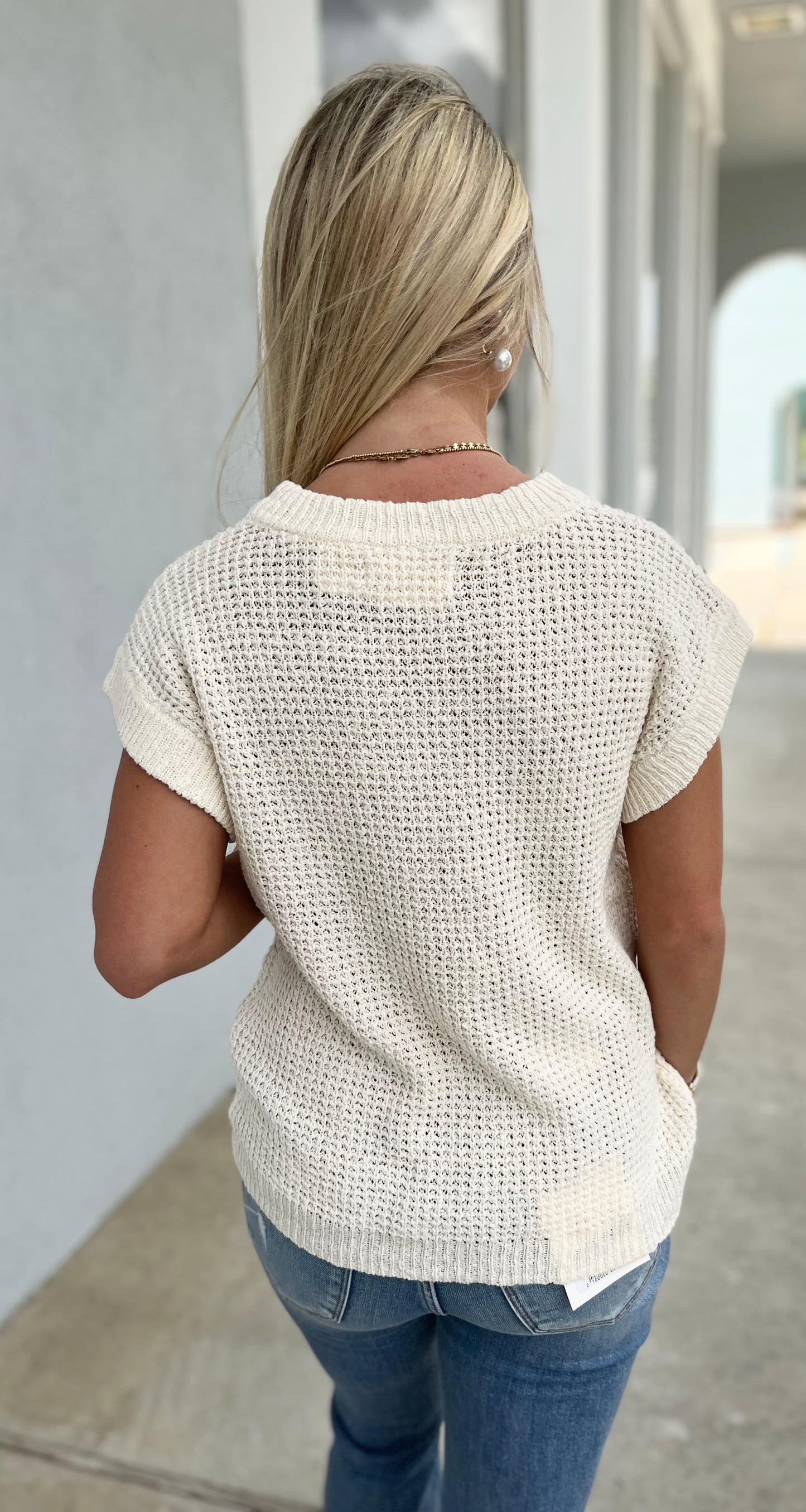 Cream Knit Sweater Vest