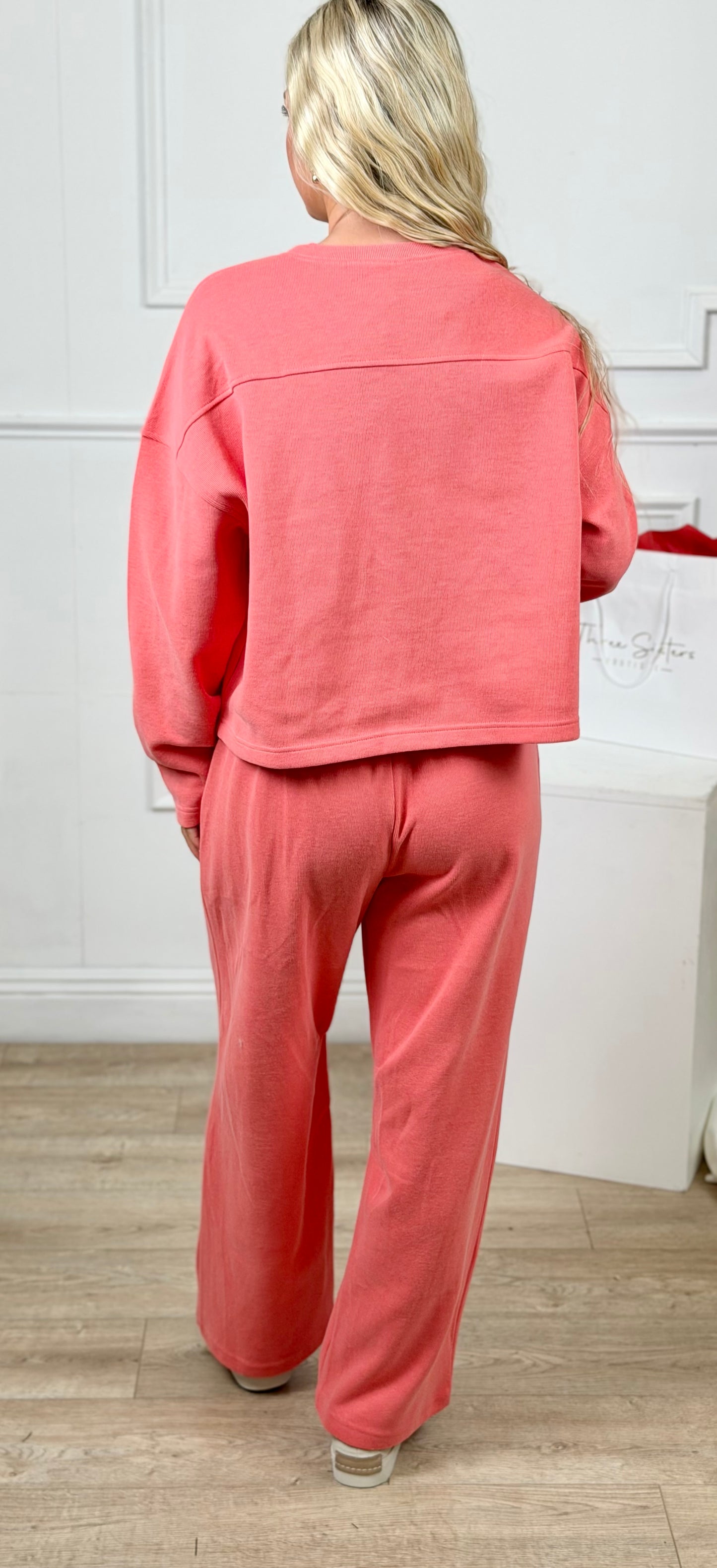 Knit Drawstring Pants, Guava