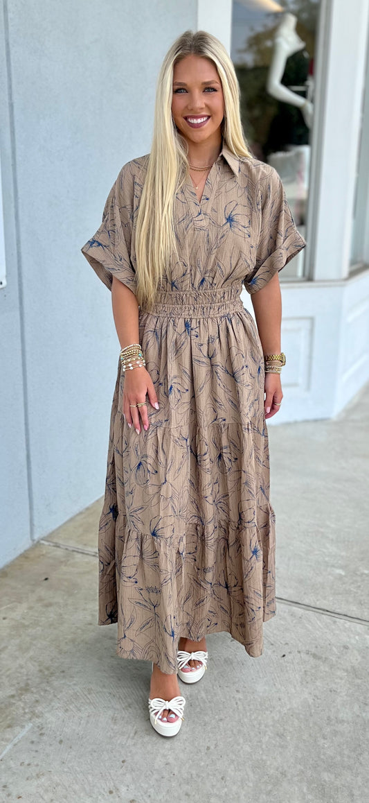 Romantic Floral Maxi Dress W Tiered Ruffles