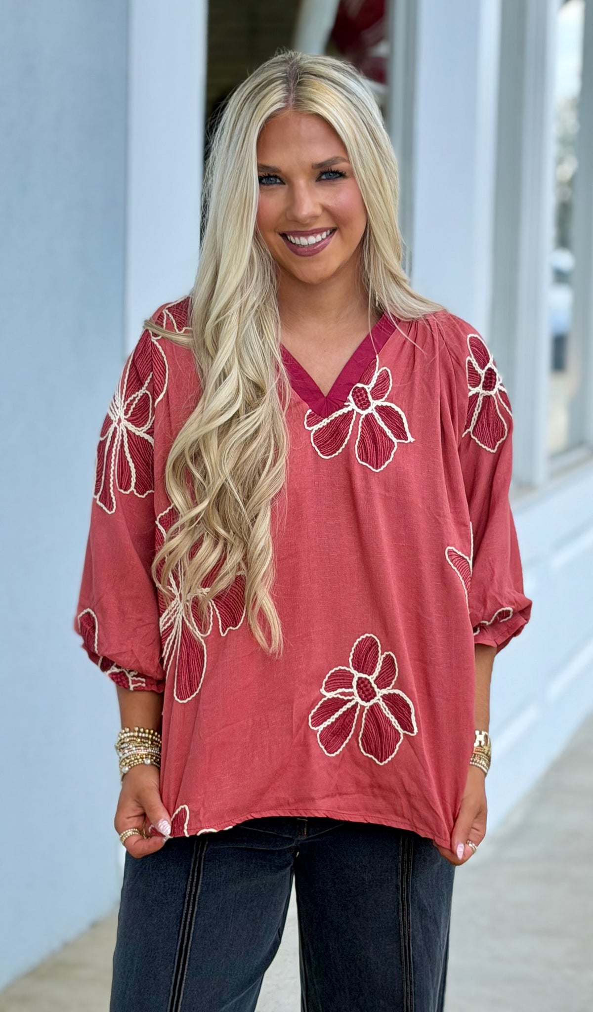Rose Embroidered Top