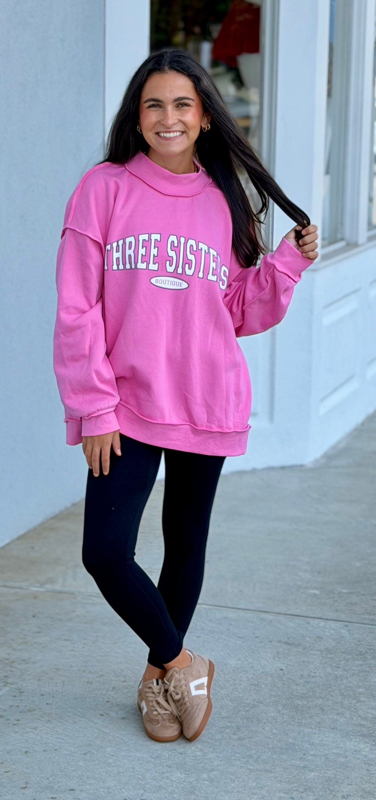 Three Sisters Logo Mock Neck Sweatshirt