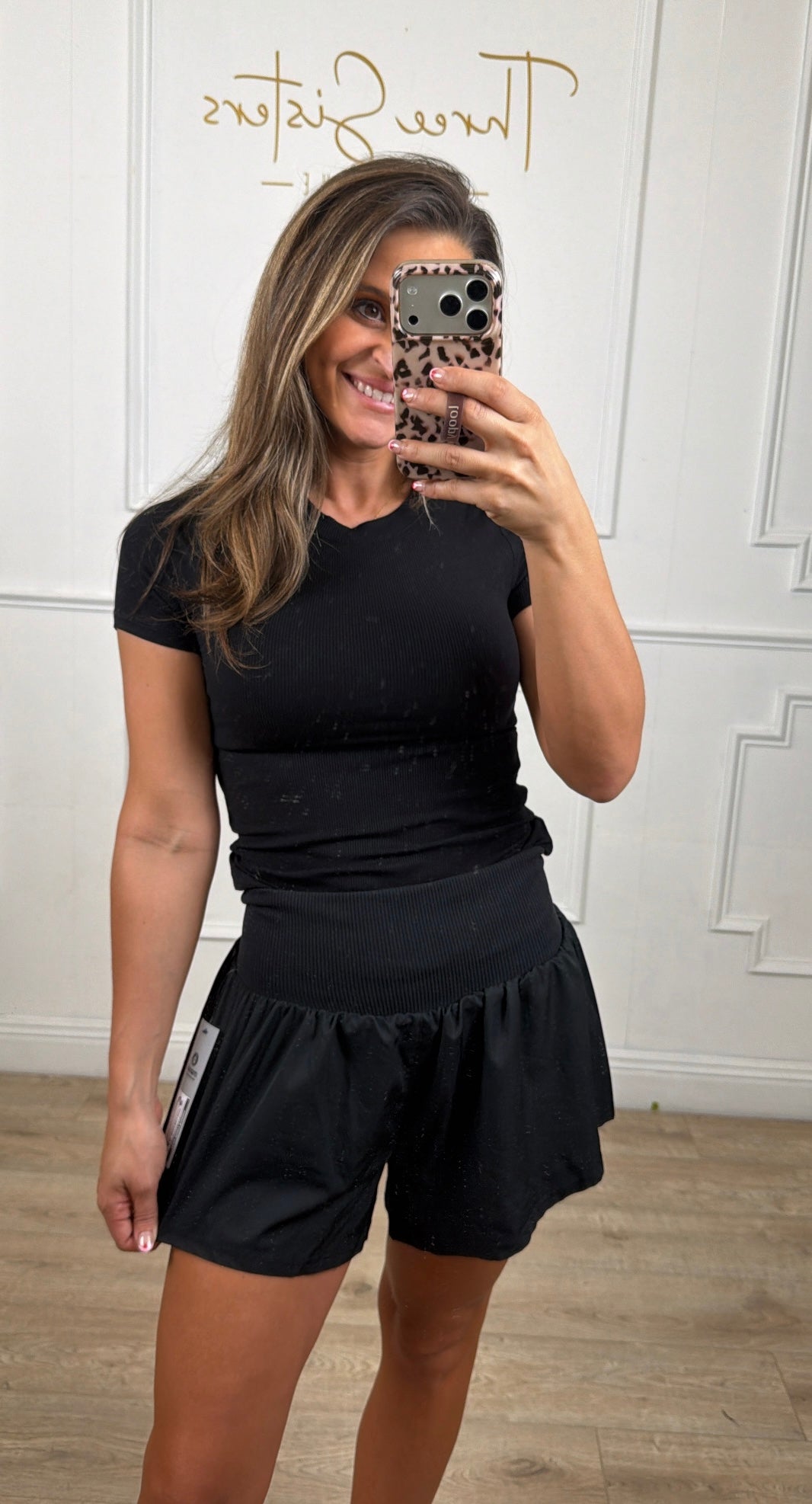 Micro-Ribbed Athletic Top, Black