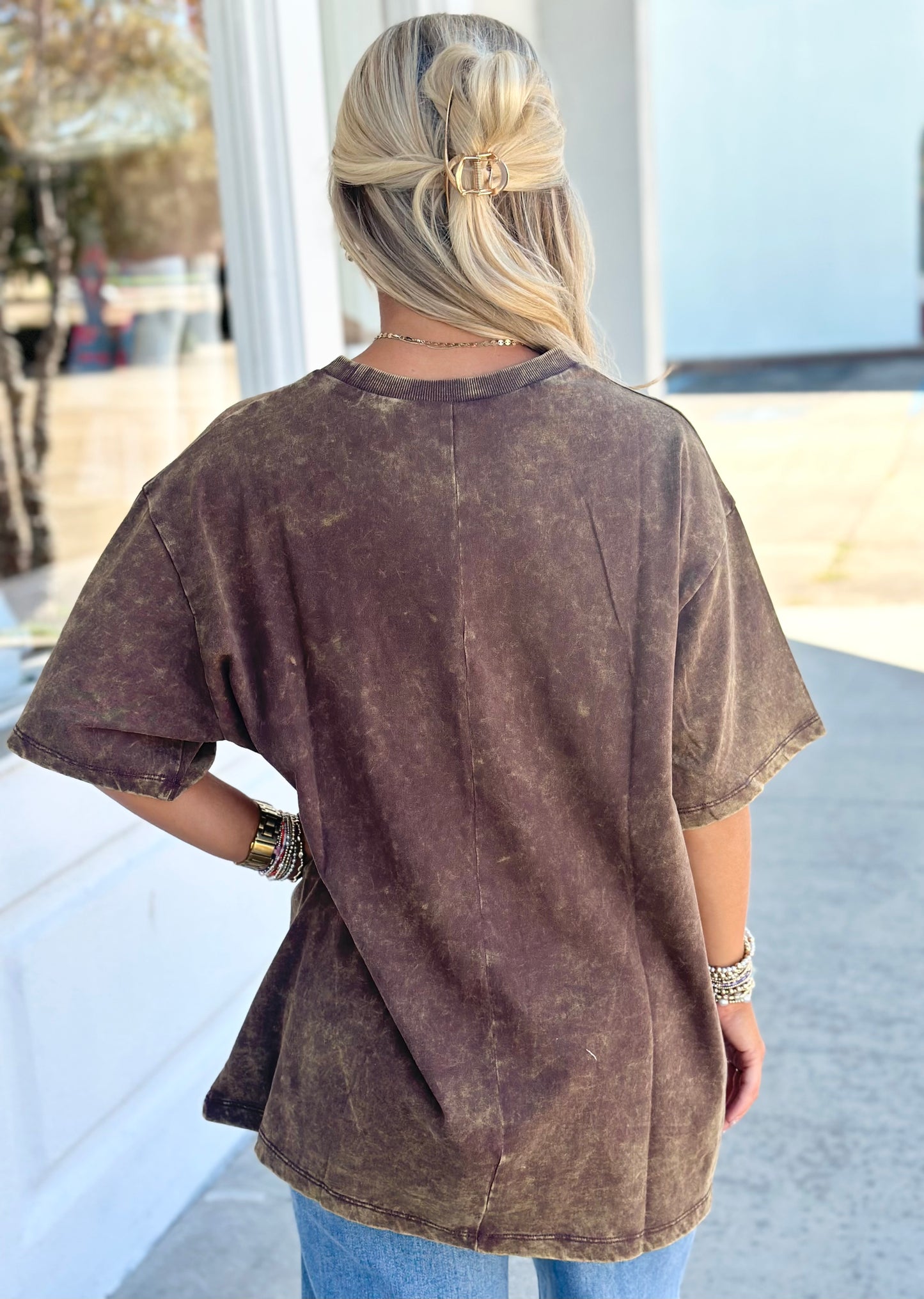 Mahogany Washed Short Sleeve Top