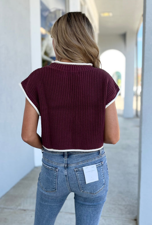 Maroon/White Boxy Sweater