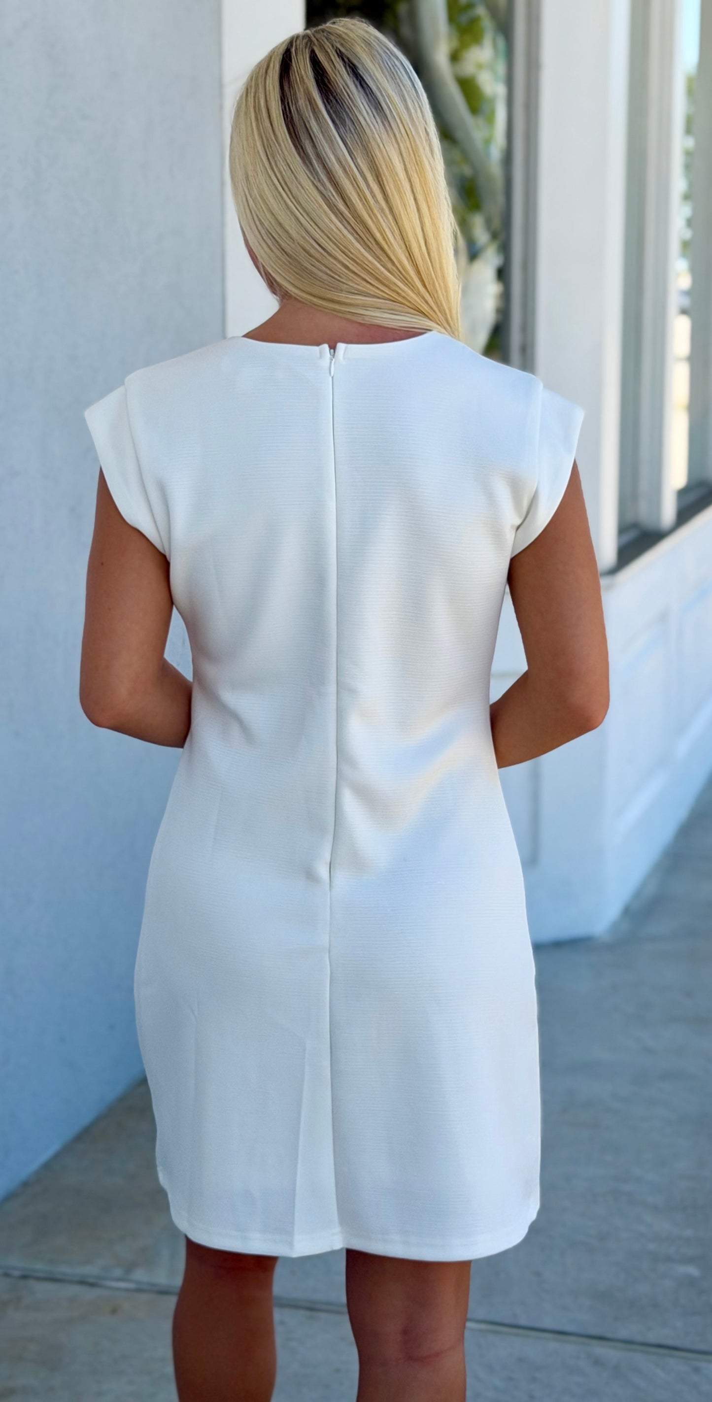 Gold Button Down White Dress