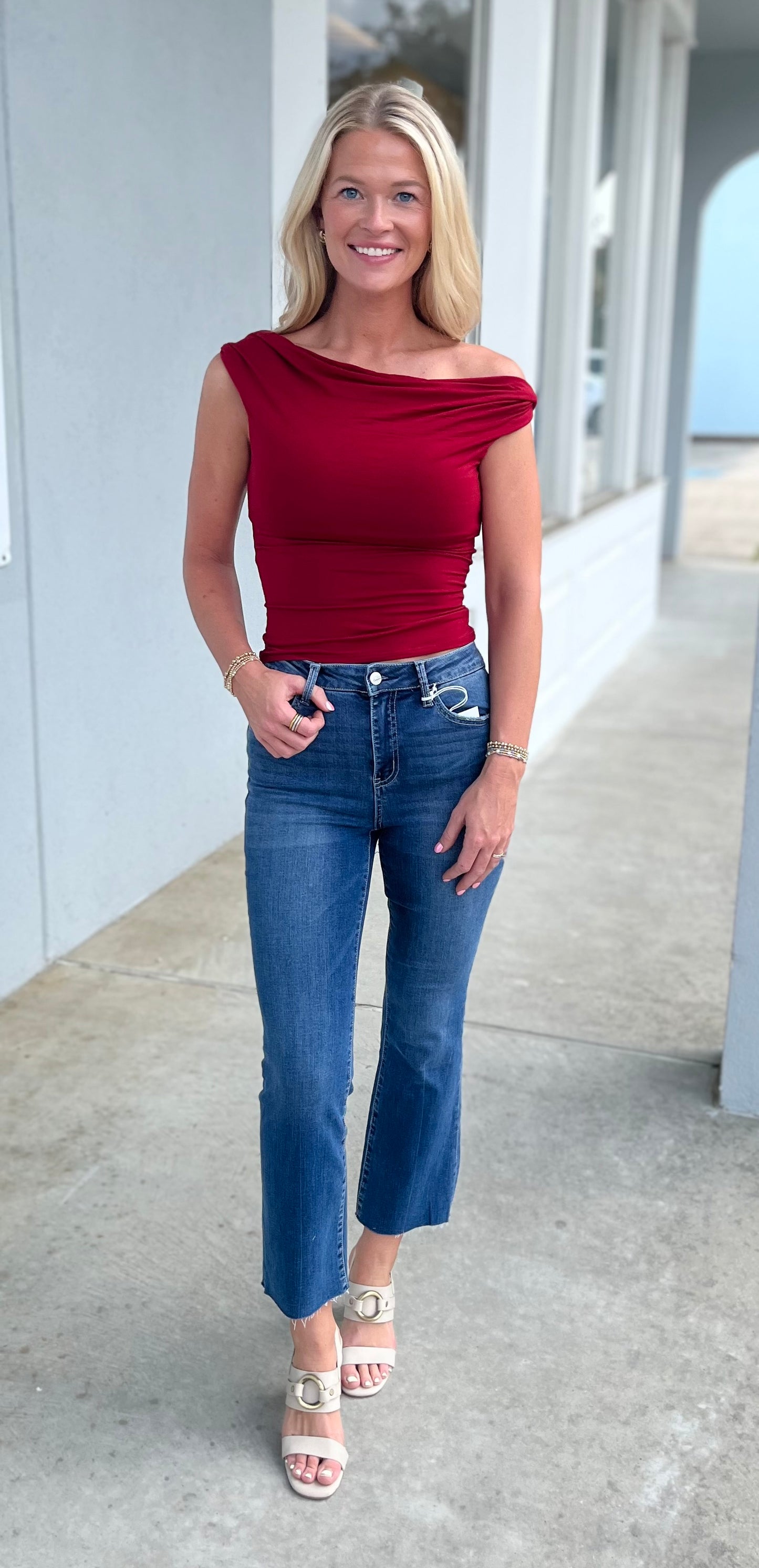 Red Off The Shoulder Top