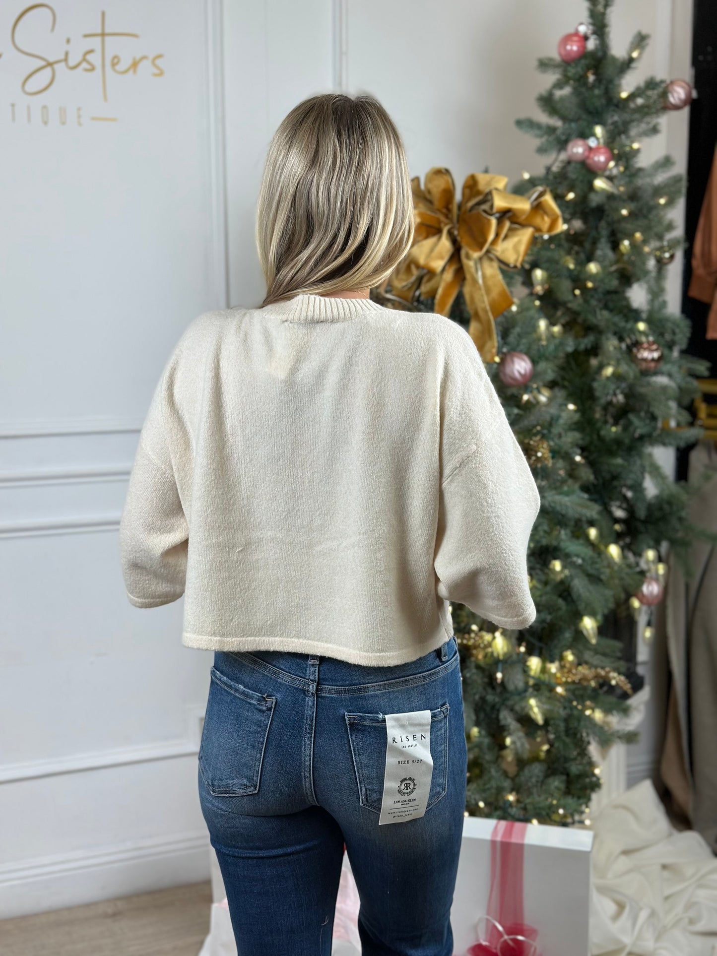 Knit Cardigan Top , Cream