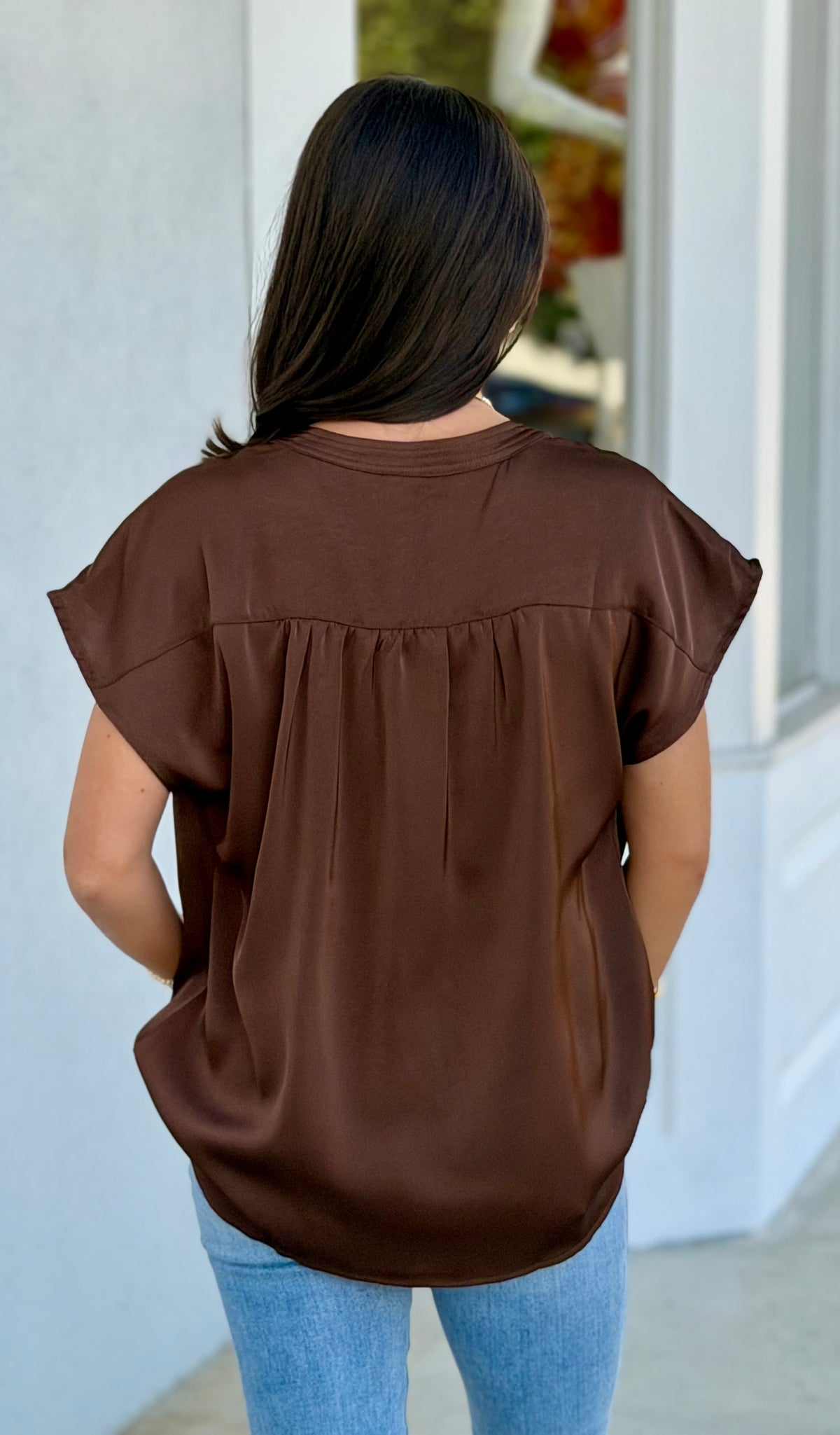 Brown V Neck Top