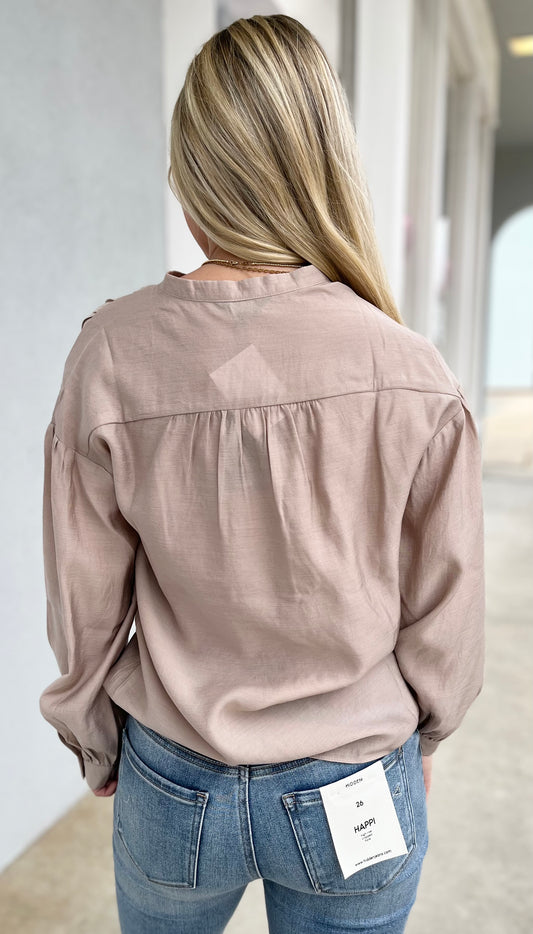 Taupe Button Down Blouse