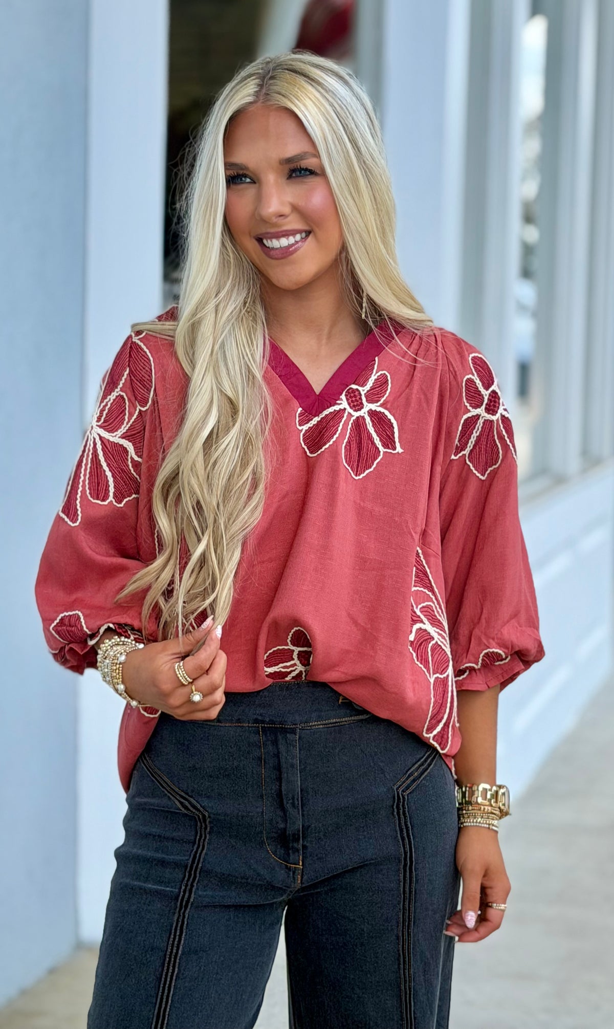 Rose Embroidered Top
