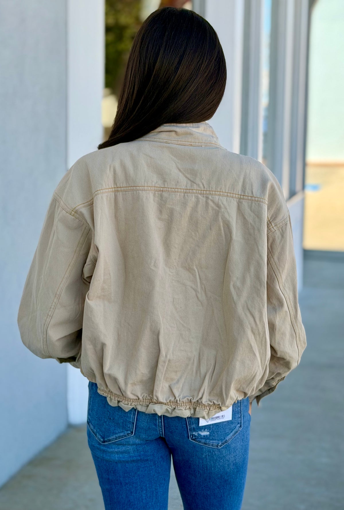 Beige Bomber Jacket