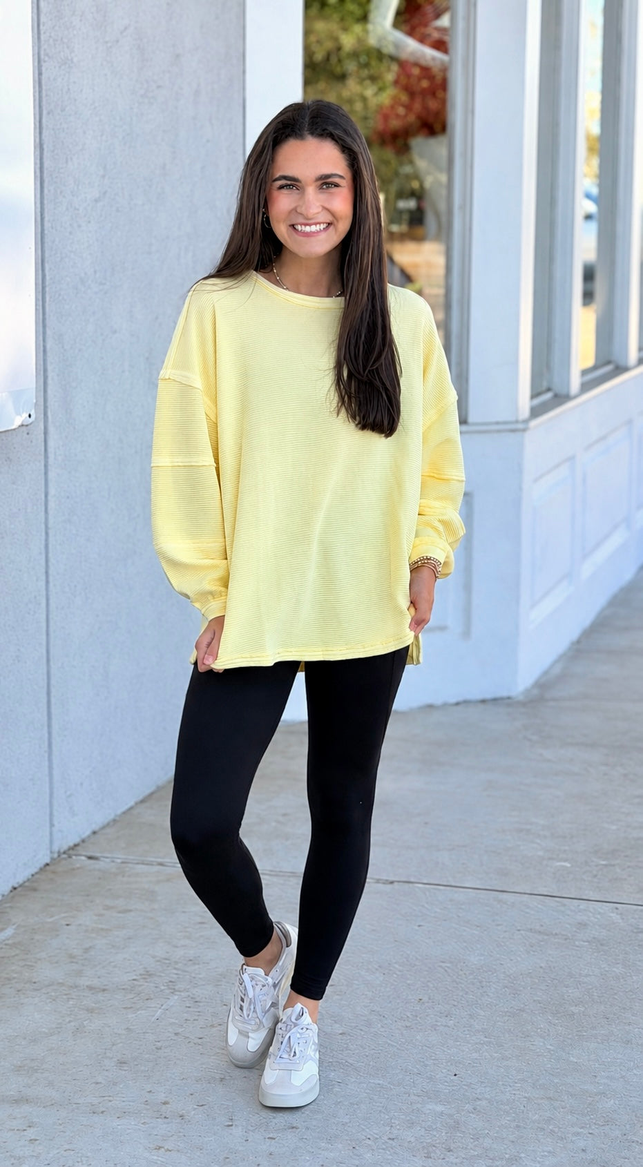 Exposed Seam Knit Top, Yellow